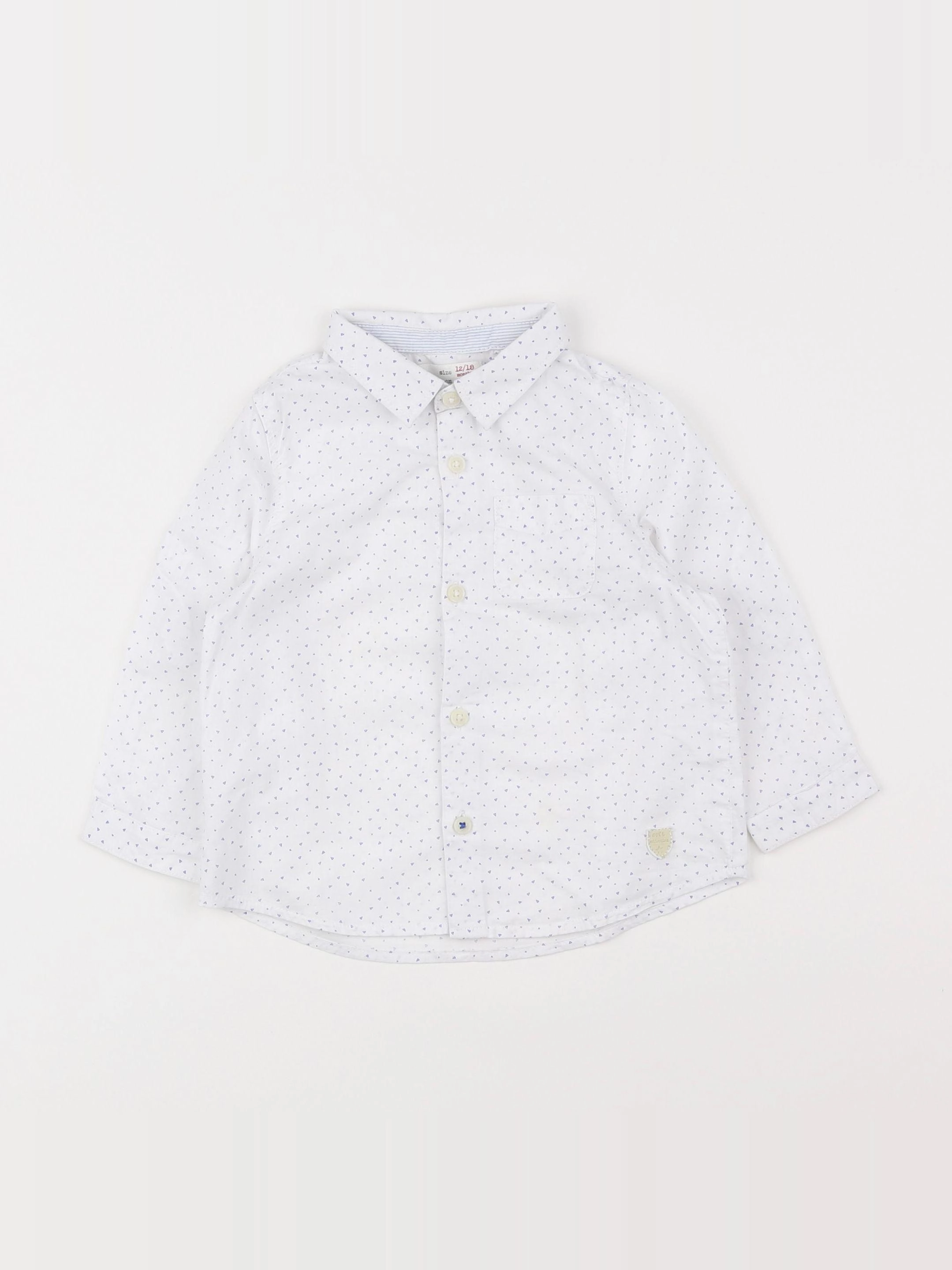 Zara - chemise blanc, bleu - 12/18 mois