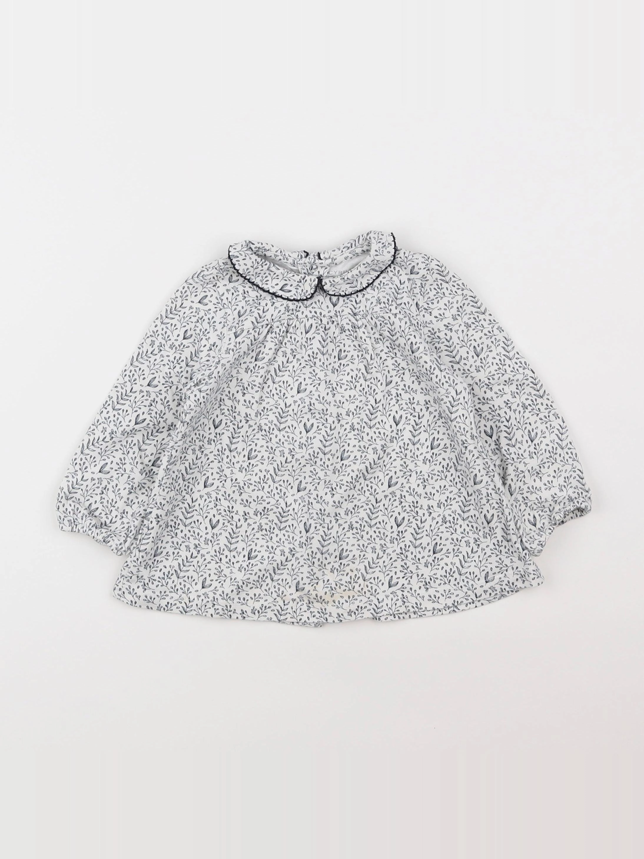 Cyrillus - tee-shirt blanc, bleu - 12 mois