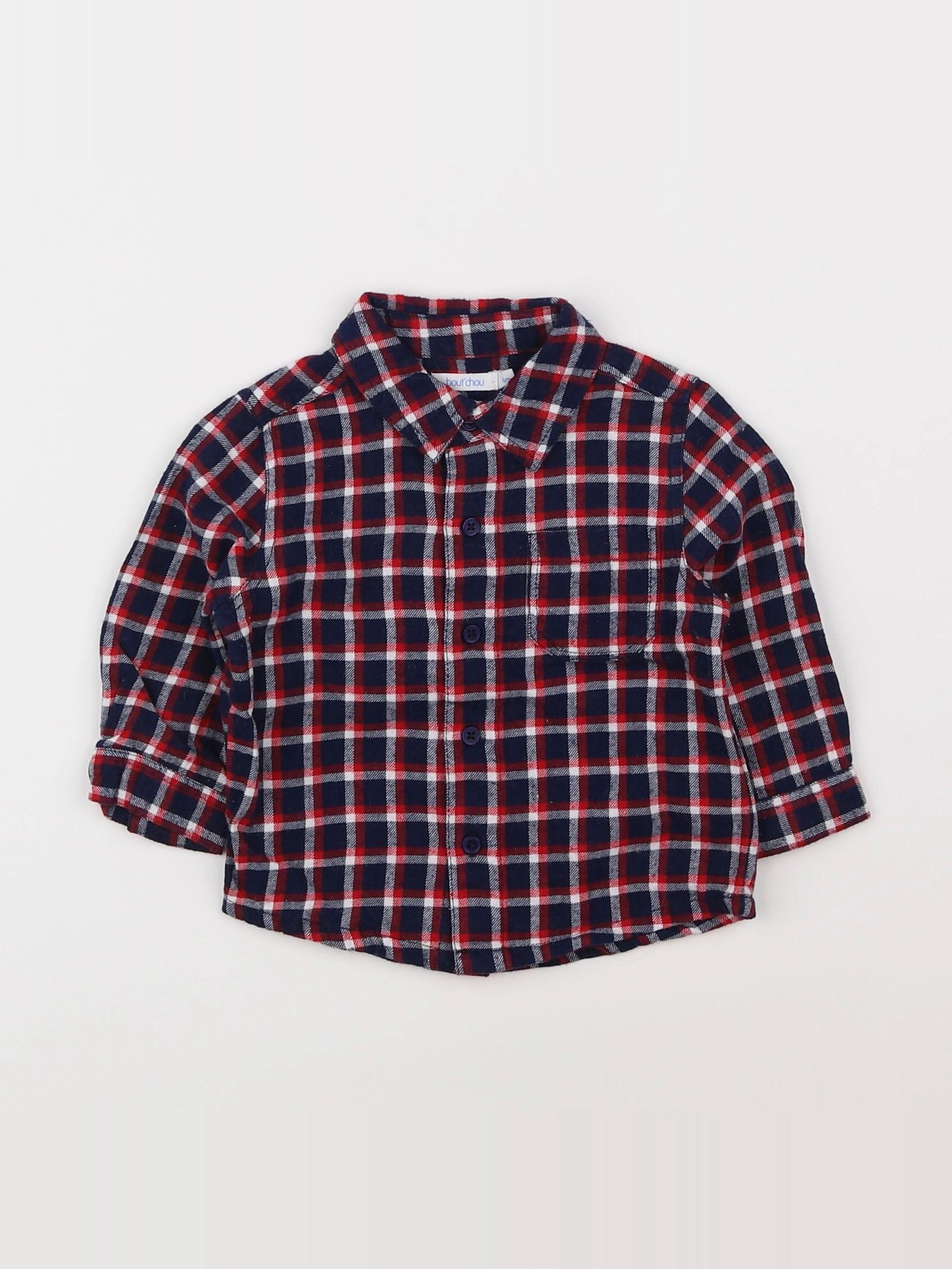 Boutchou - chemise bleu, rouge - 6 mois