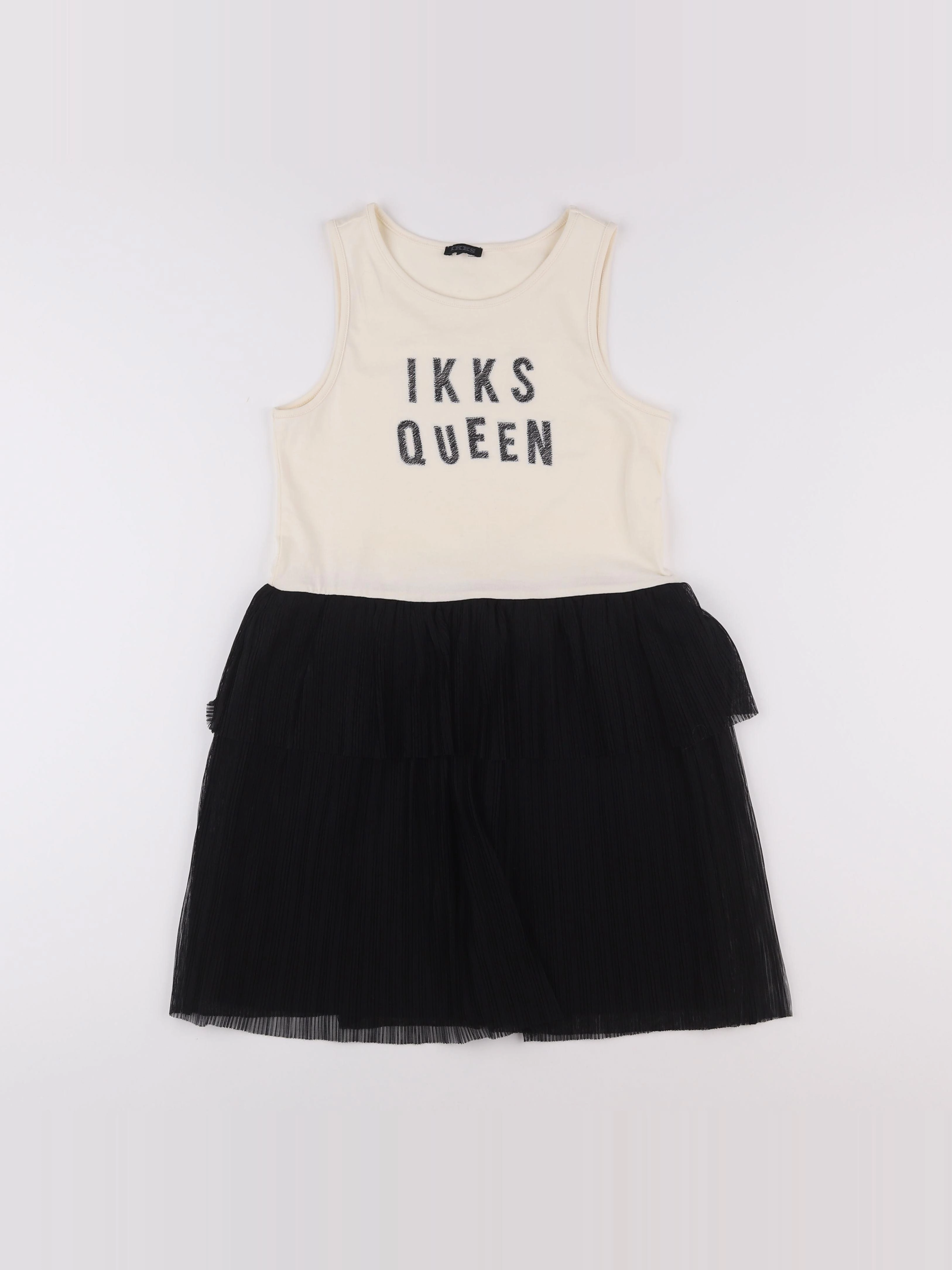 IKKS - robe beige, noir - 8 ans