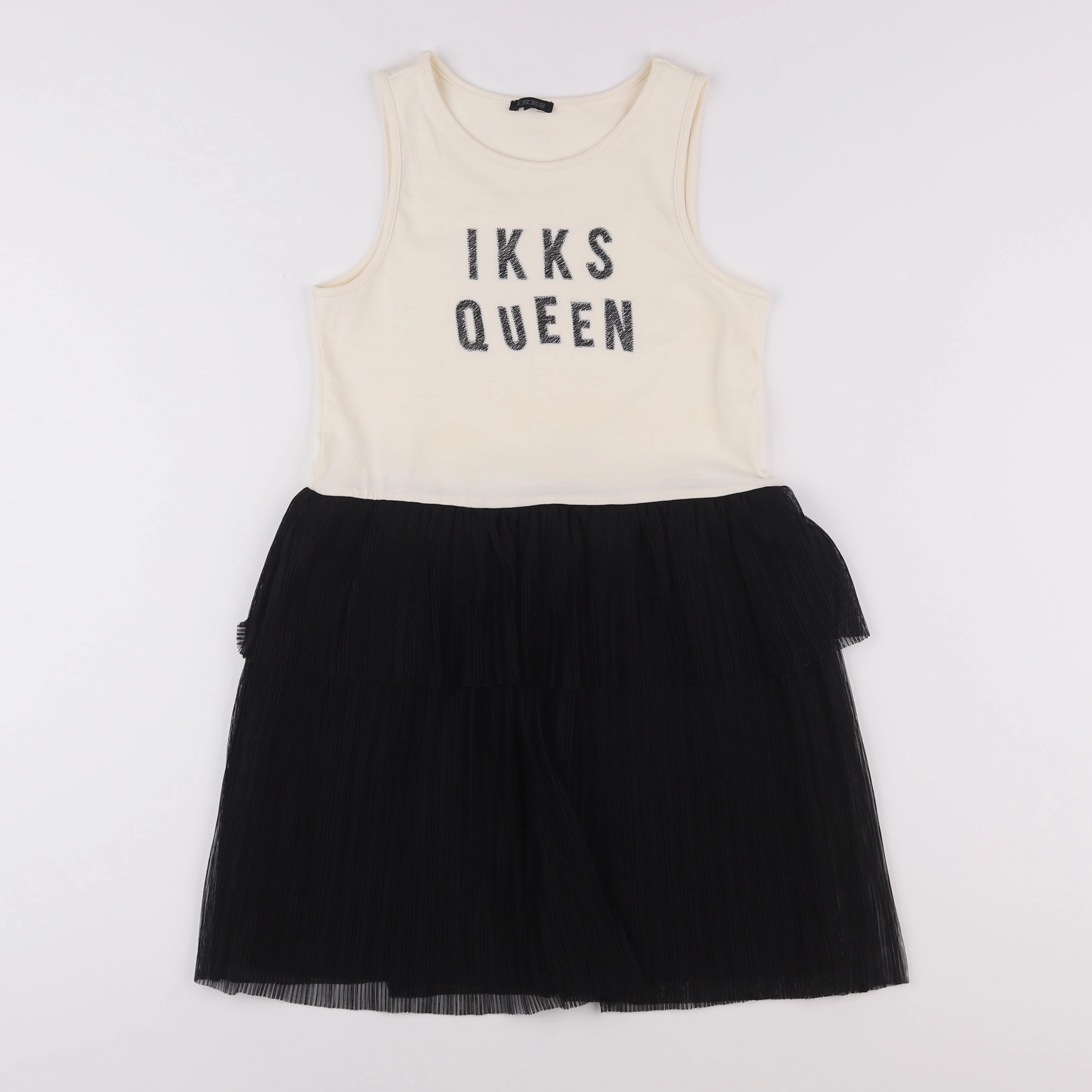 IKKS - robe beige, noir - 8 ans