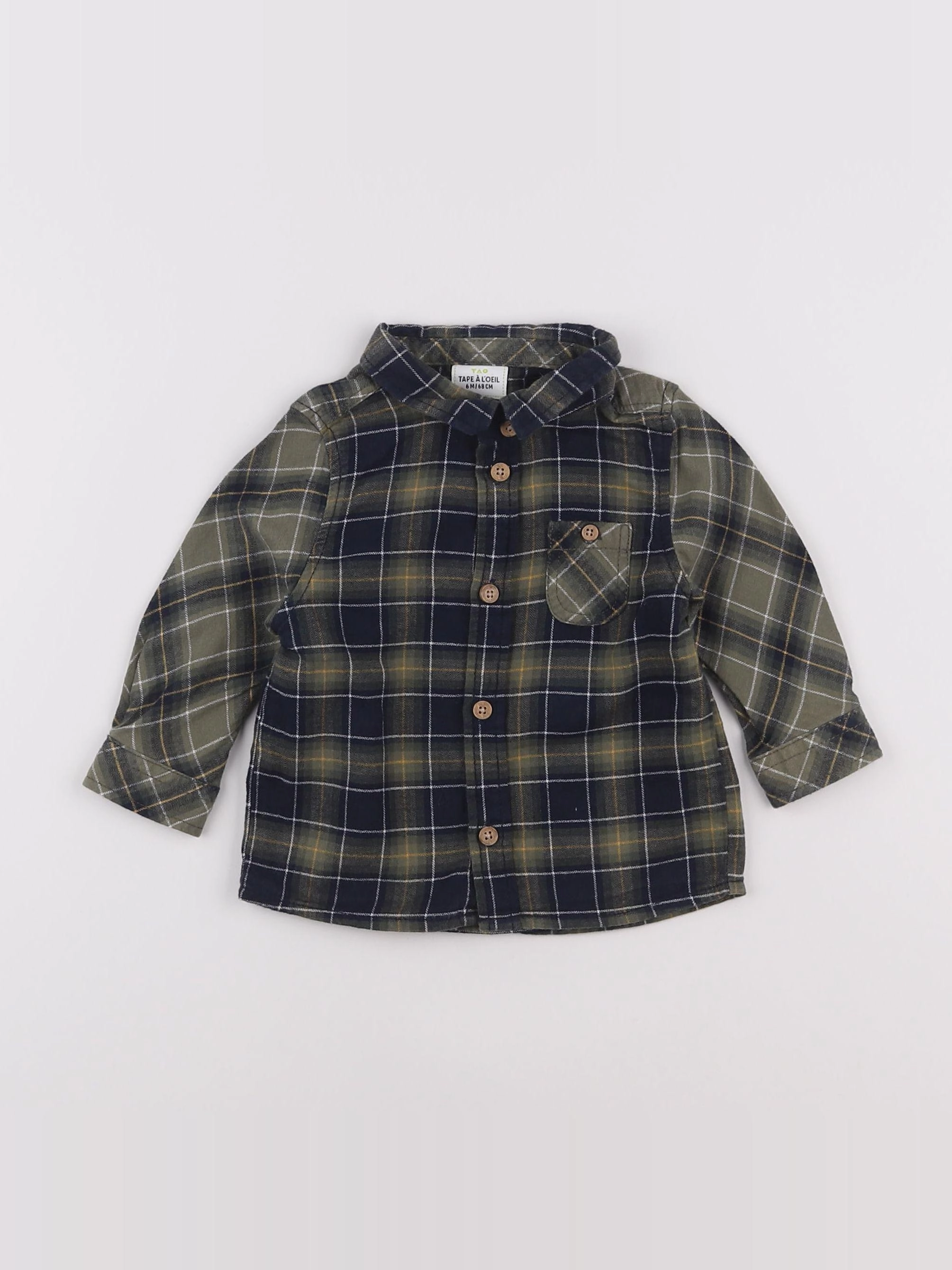 Tape à l'oeil - chemise vert, bleu - 6 mois