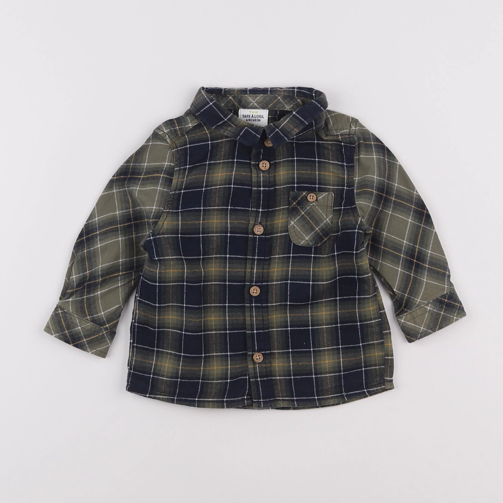 Tape à l'oeil - chemise vert, bleu - 6 mois