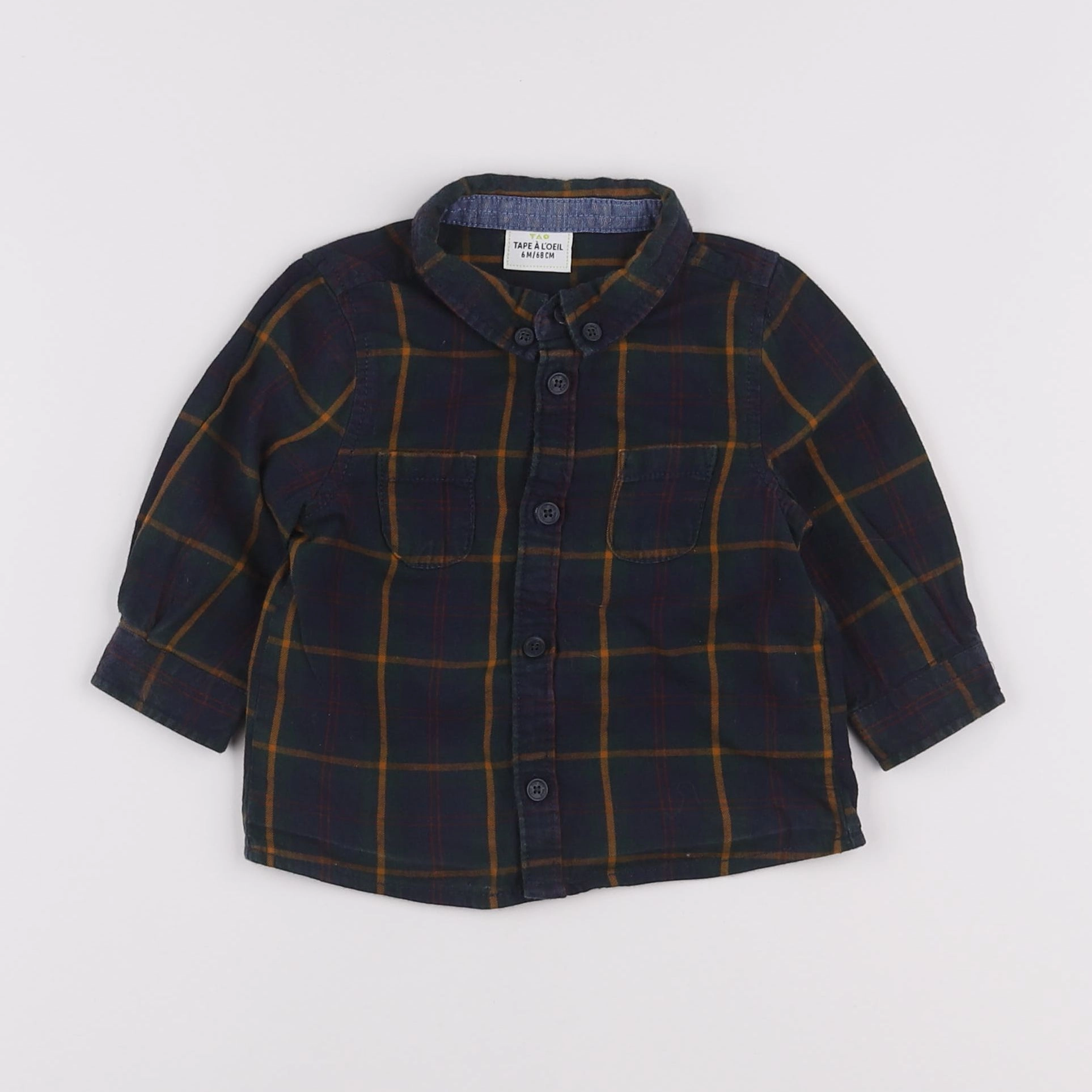 Tape à l'oeil - chemise vert, bleu - 6 mois