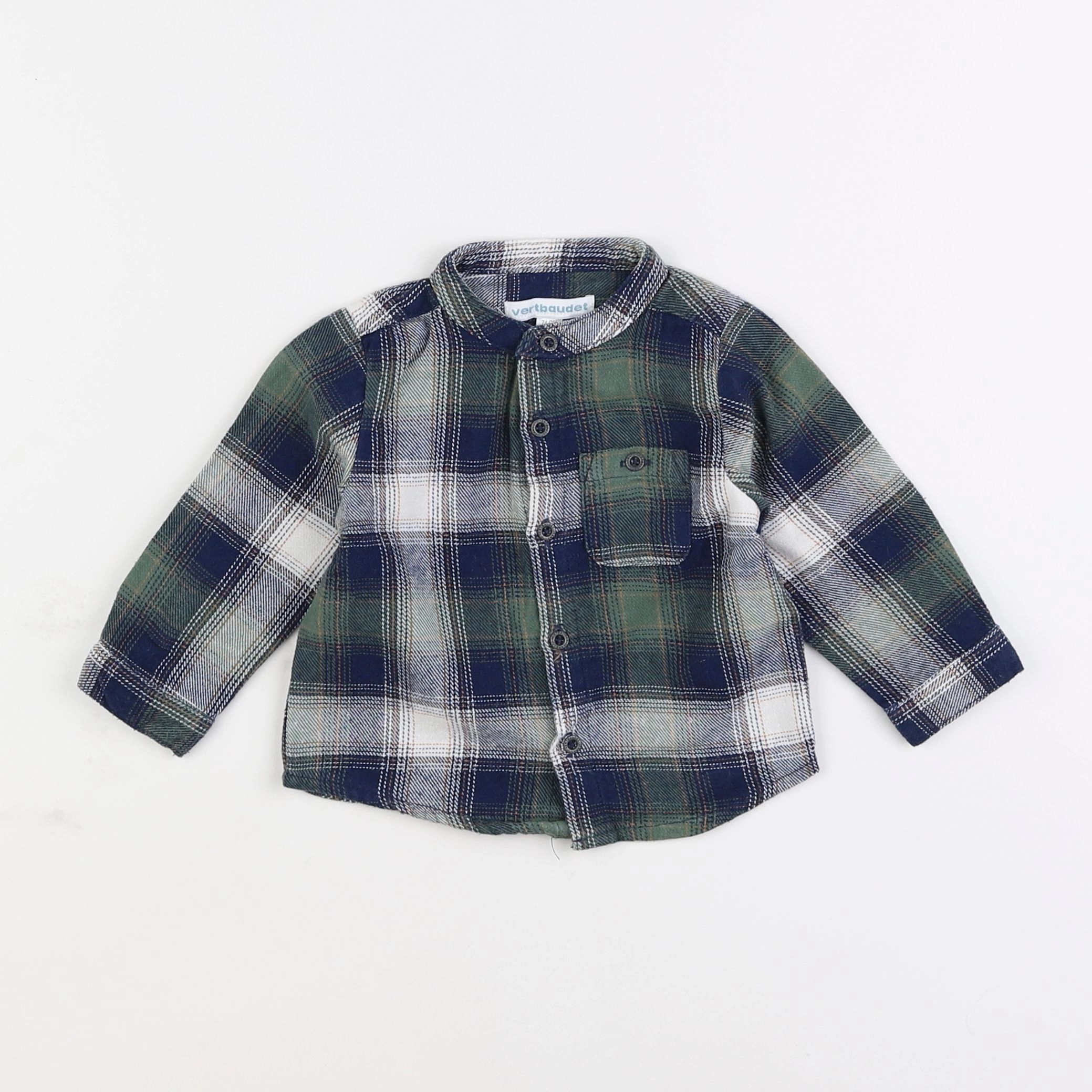 Vertbaudet - chemise bleu, vert - 12 mois