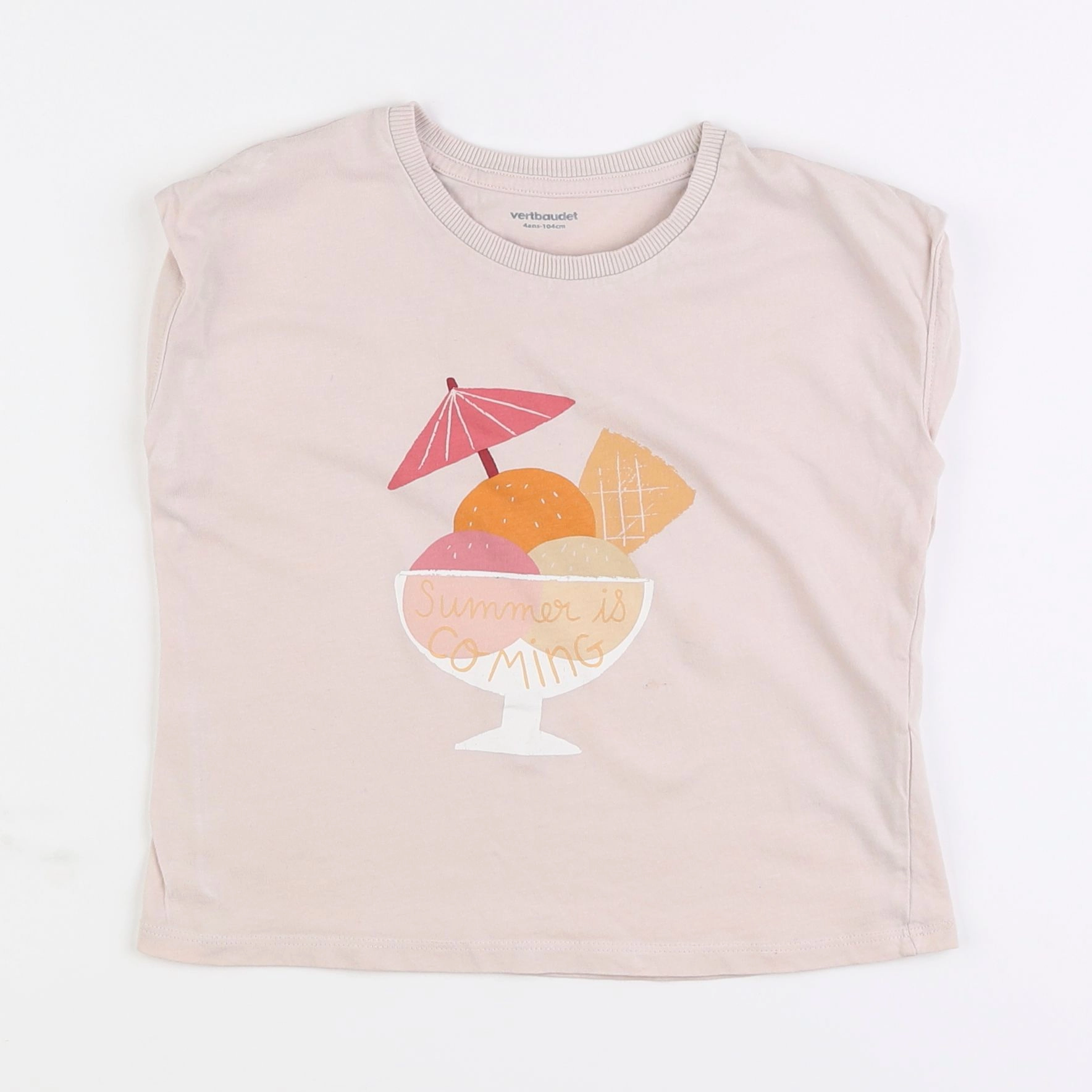 Vertbaudet - tee-shirt rose - 4 ans