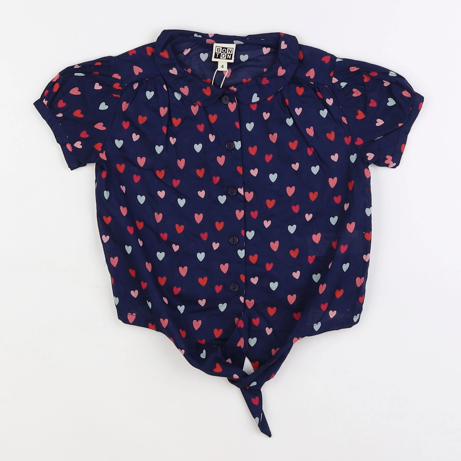 Bonton - blouse bleu, rose - 4 ans