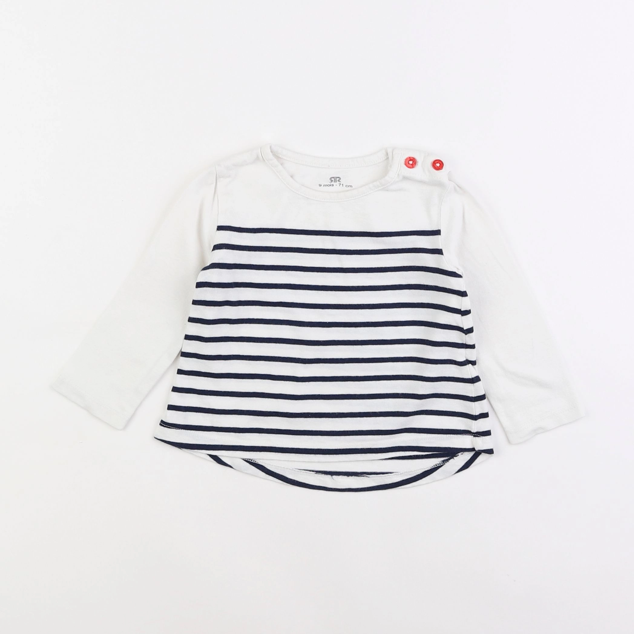 La Redoute - tee-shirt blanc, bleu - 9 mois