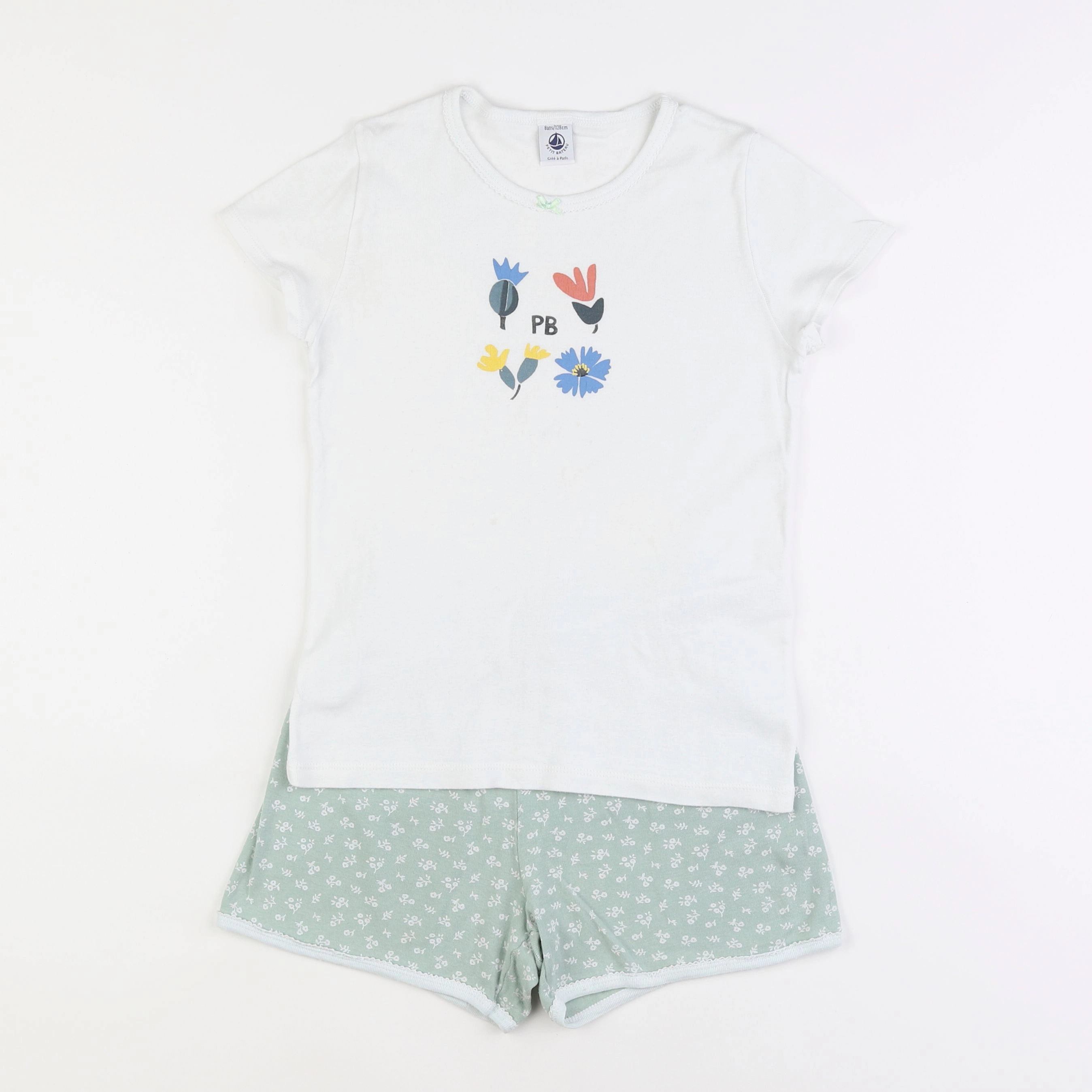 Petit Bateau - pyjama coton vert - 8 ans