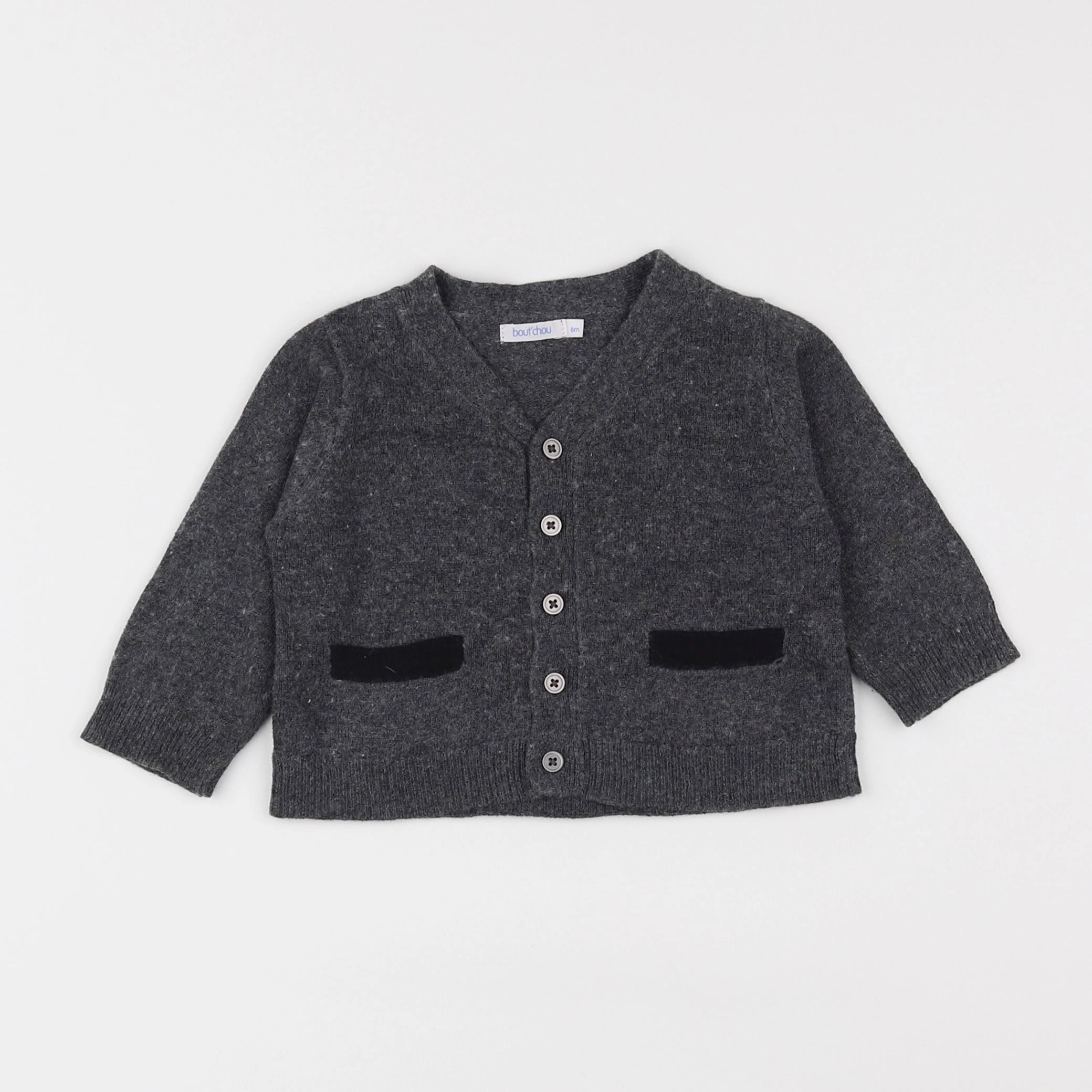 Boutchou - gilet gris - 6 mois