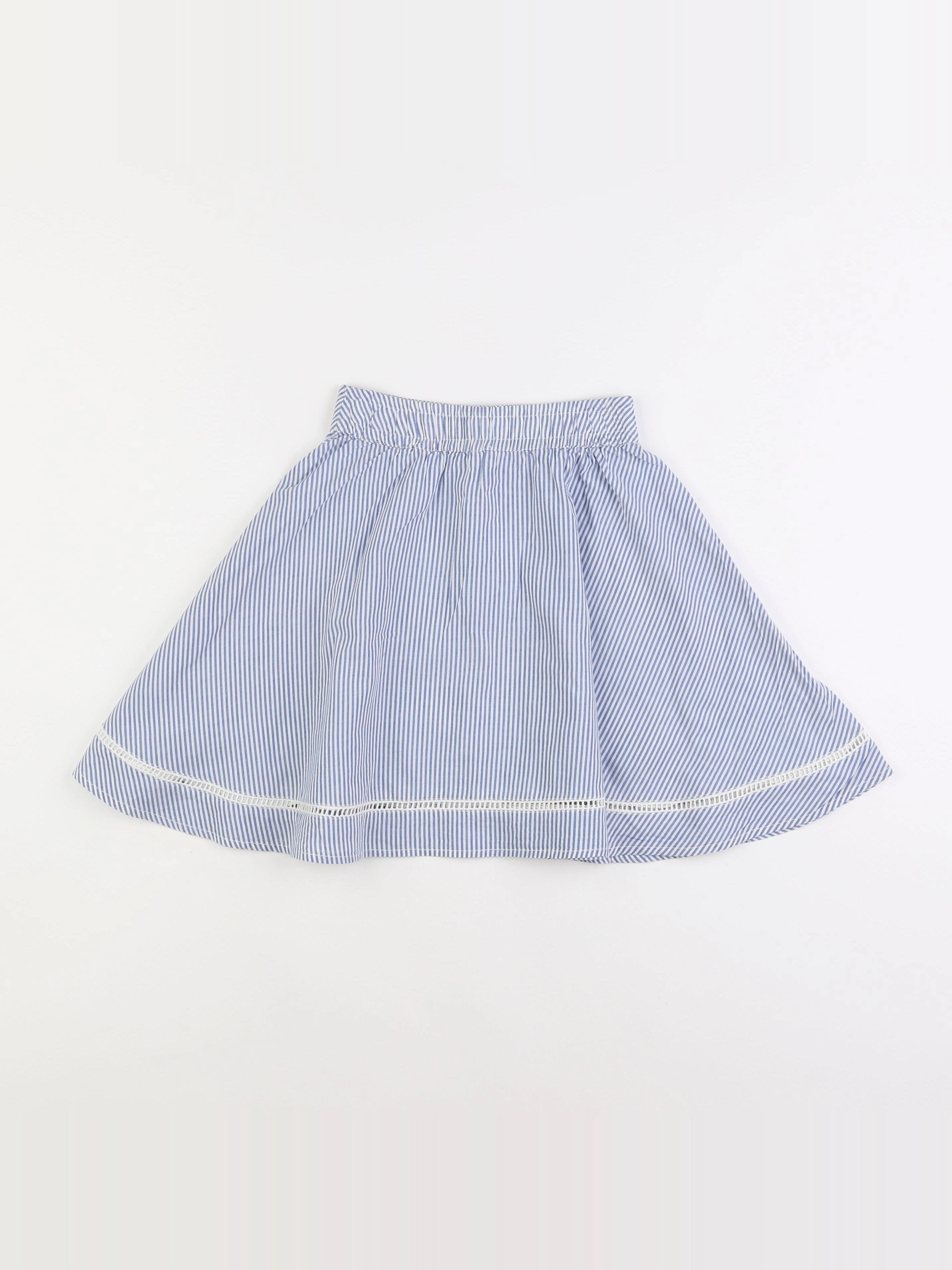 Rose et théo - jupe bleu, blanc - 10 ans
