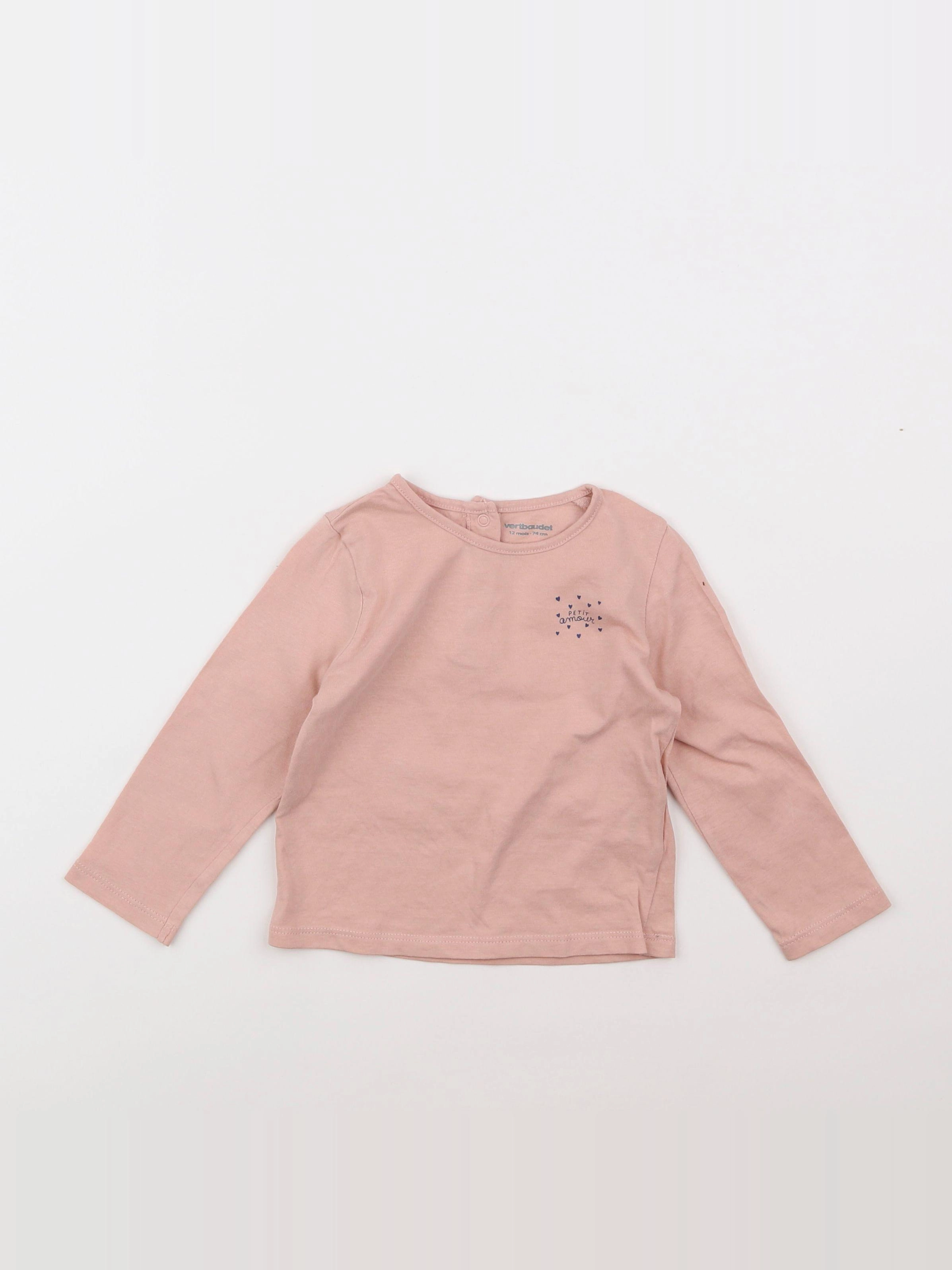 Vertbaudet - tee-shirt rose - 12 mois