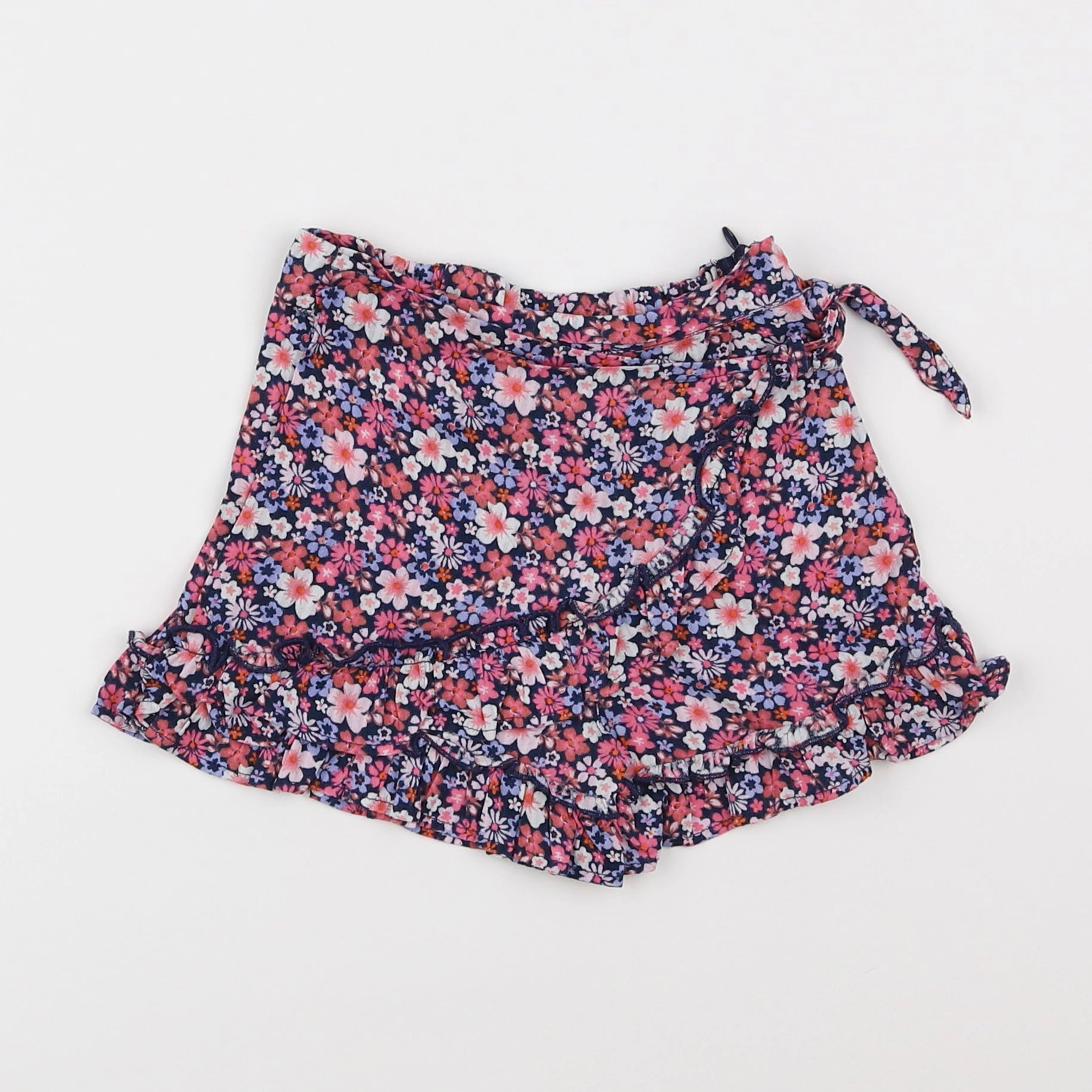 Vertbaudet - jupe short bleu, rose - 2 ans