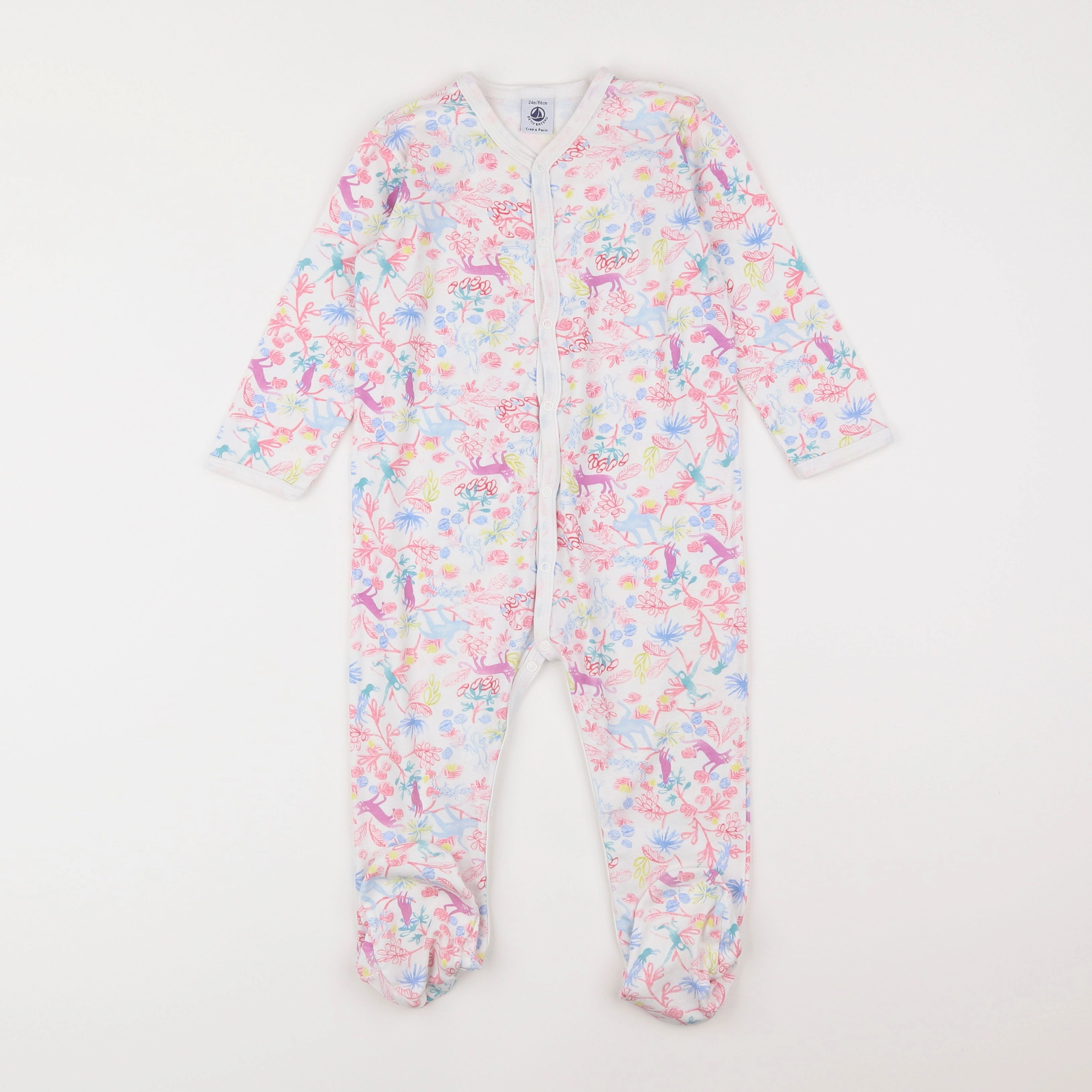 Petit Bateau - pyjama coton blanc - 2 ans