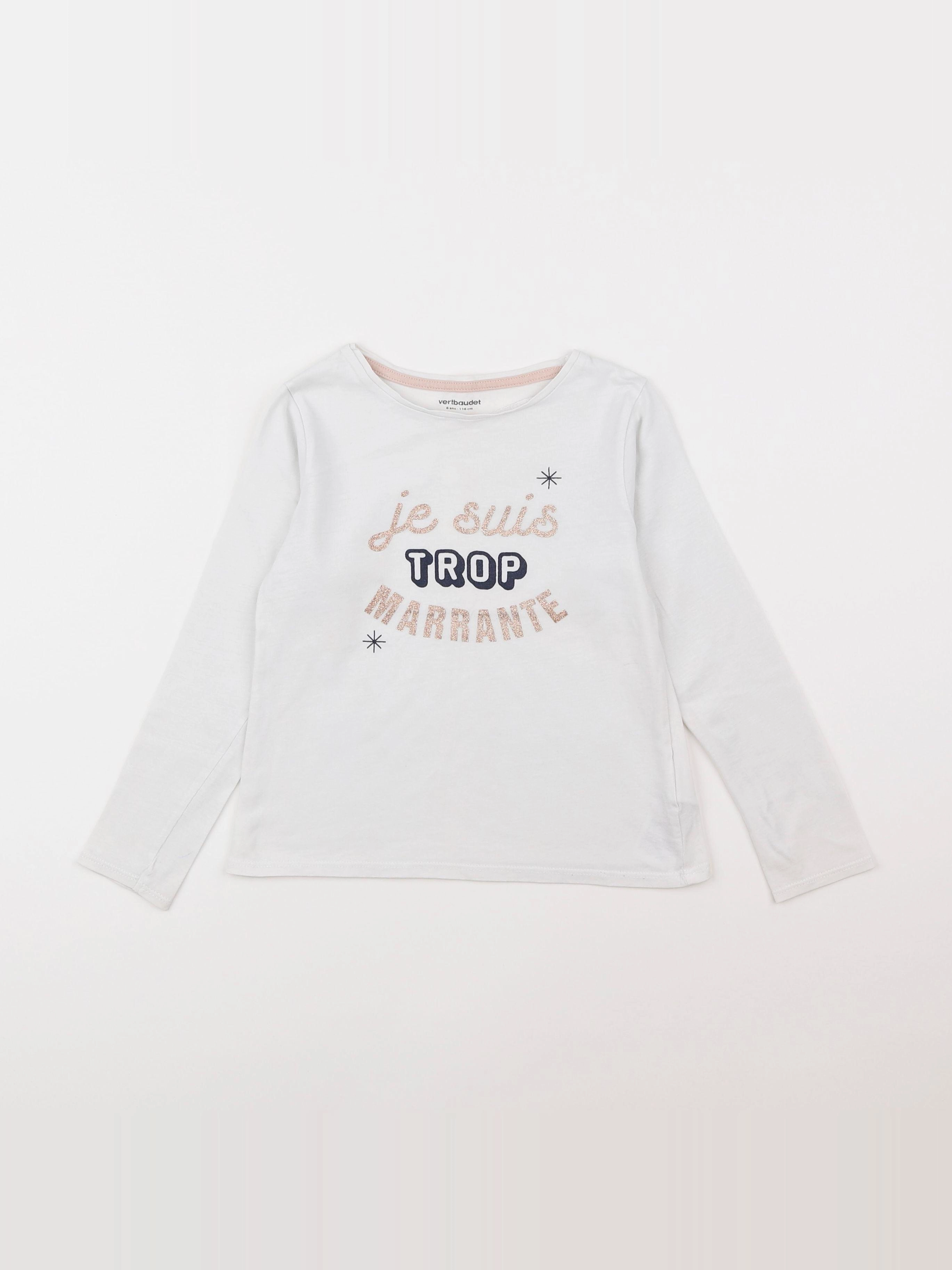 Vertbaudet - tee-shirt or, blanc - 6 ans