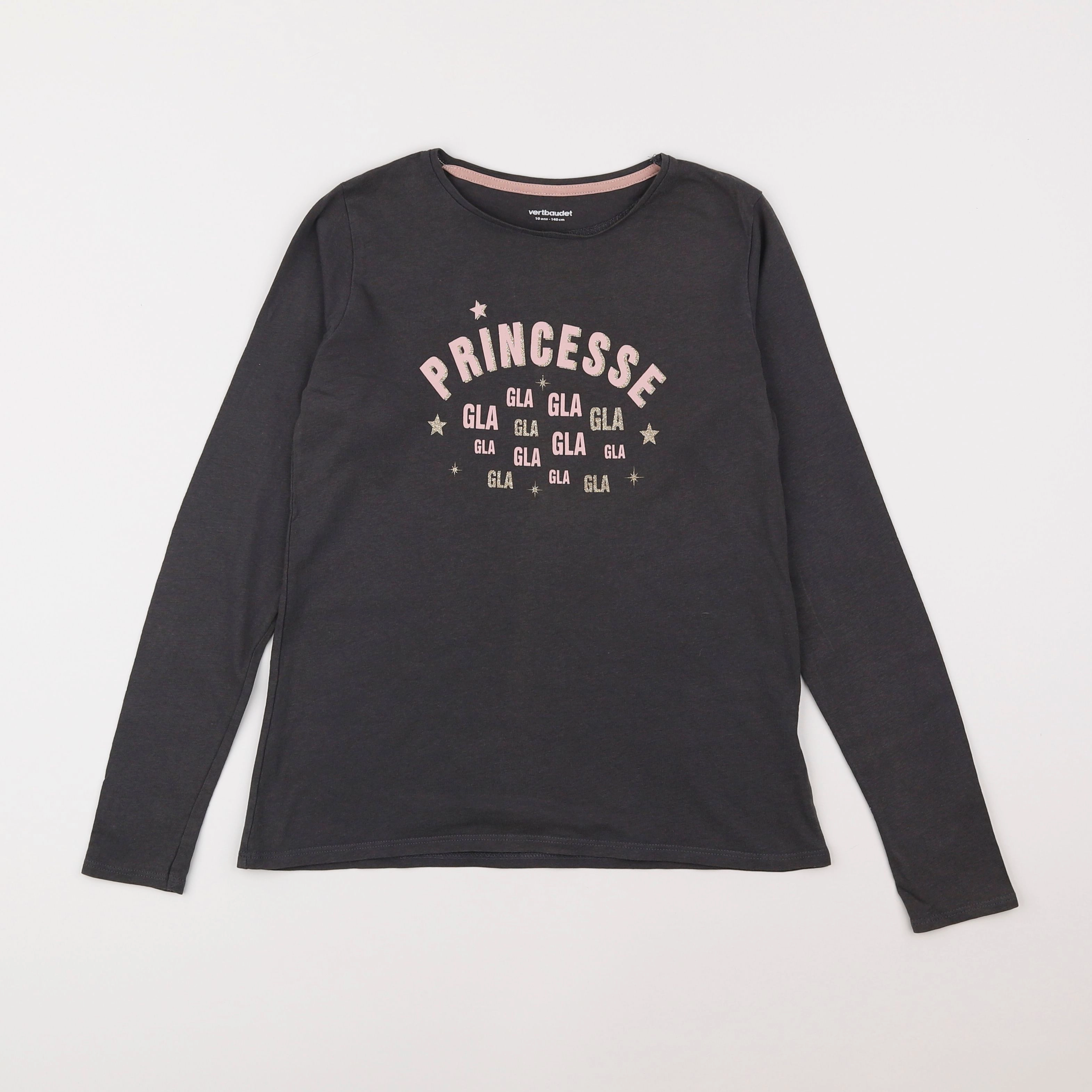 Vertbaudet - tee-shirt taupe - 10 ans