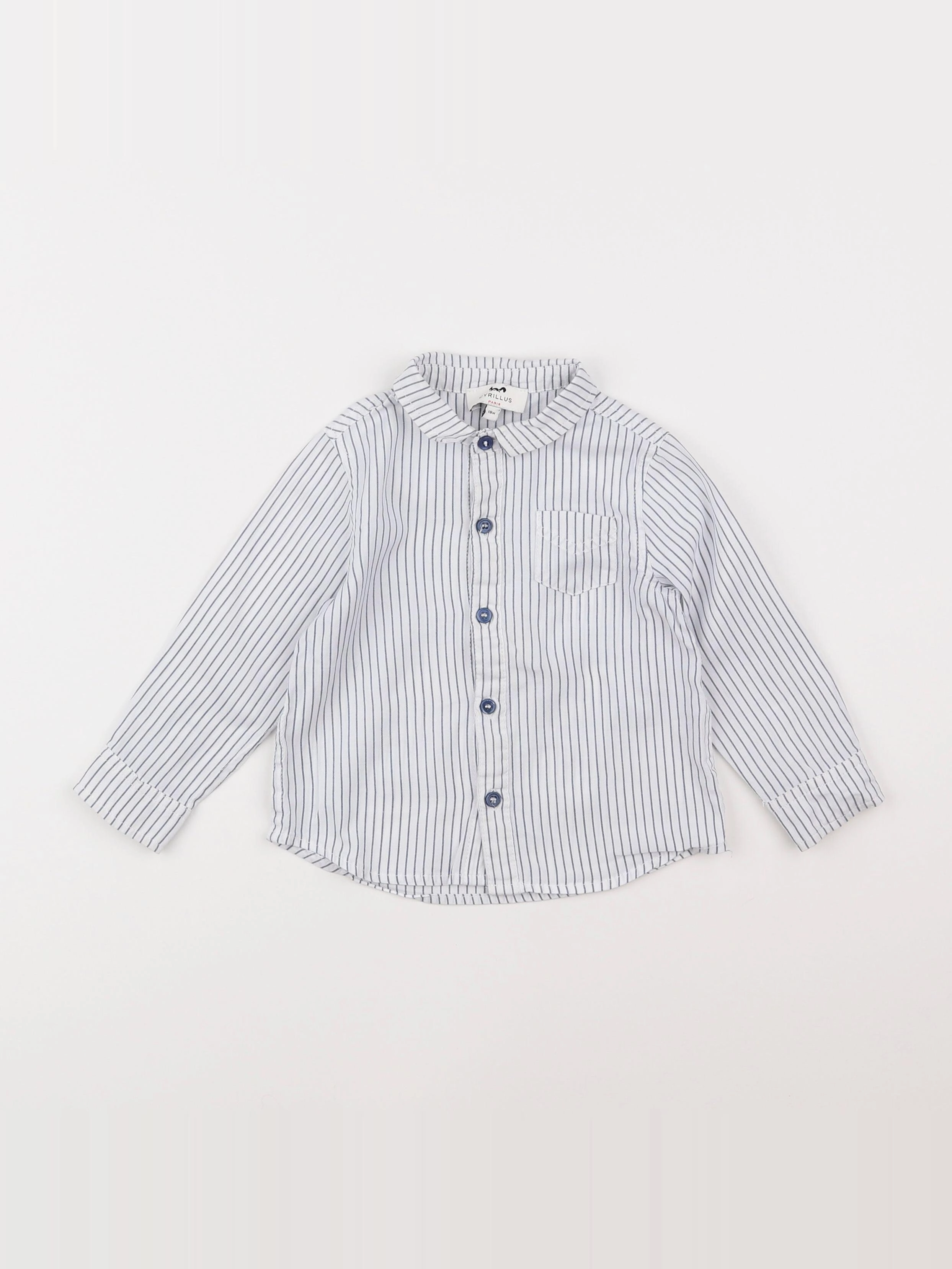Cyrillus - chemise blanc, bleu - 18 mois