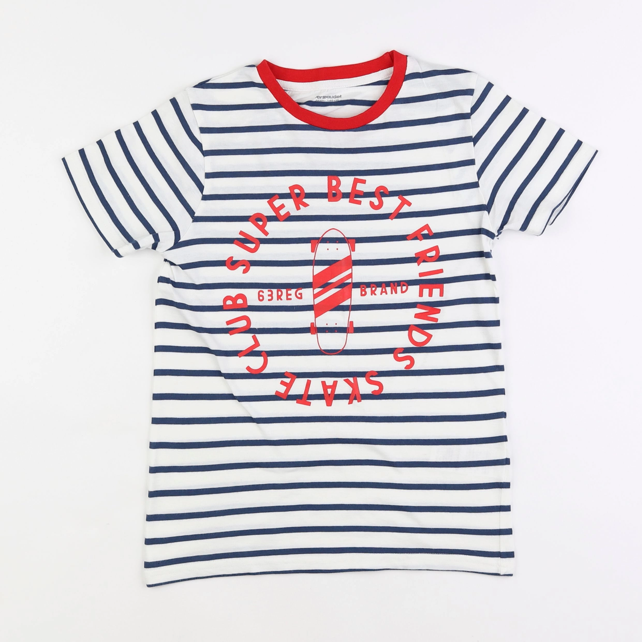 Vertbaudet - tee-shirt blanc, bleu - 10 ans