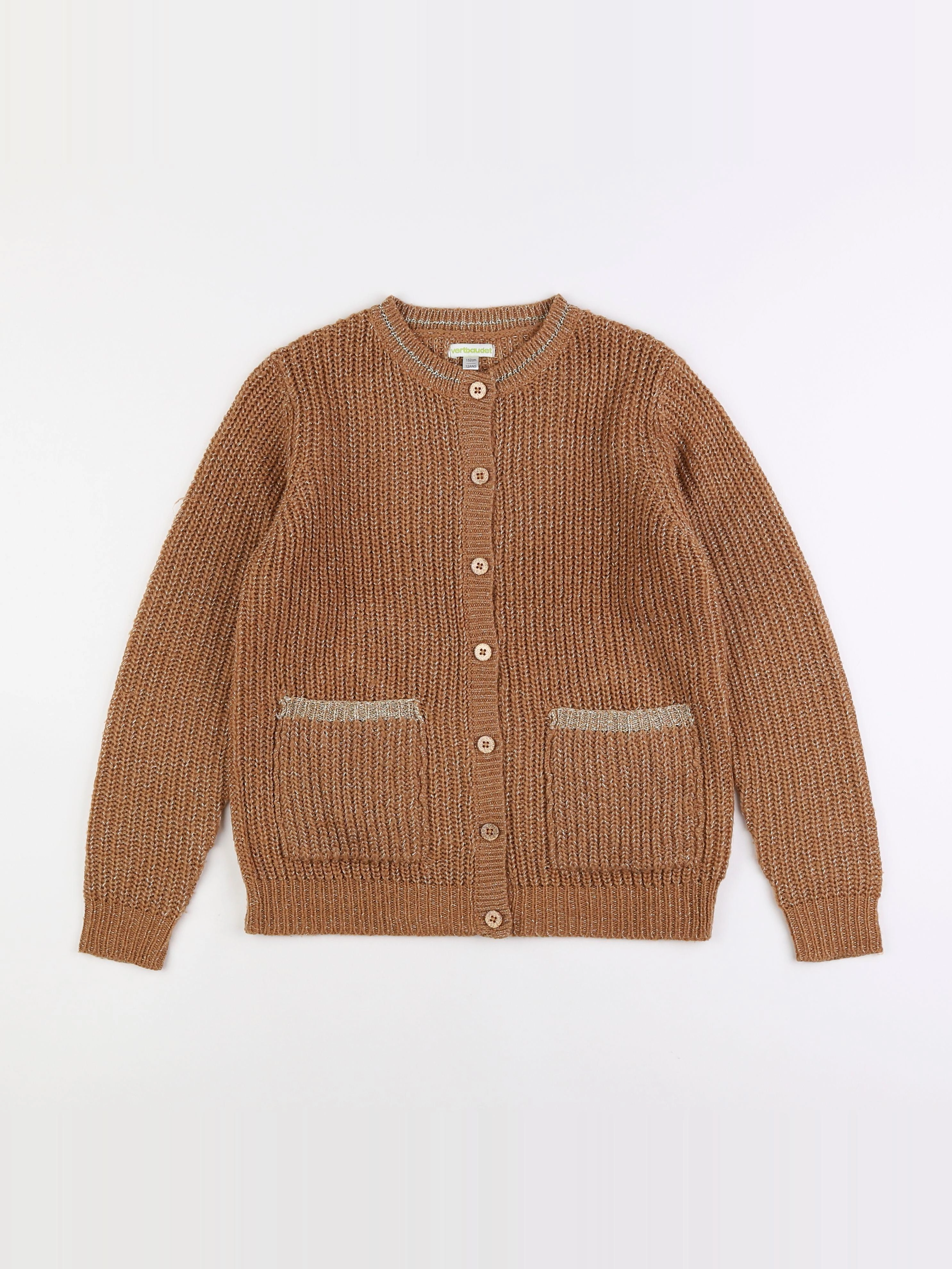 Vertbaudet - gilet marron, or - 12 ans