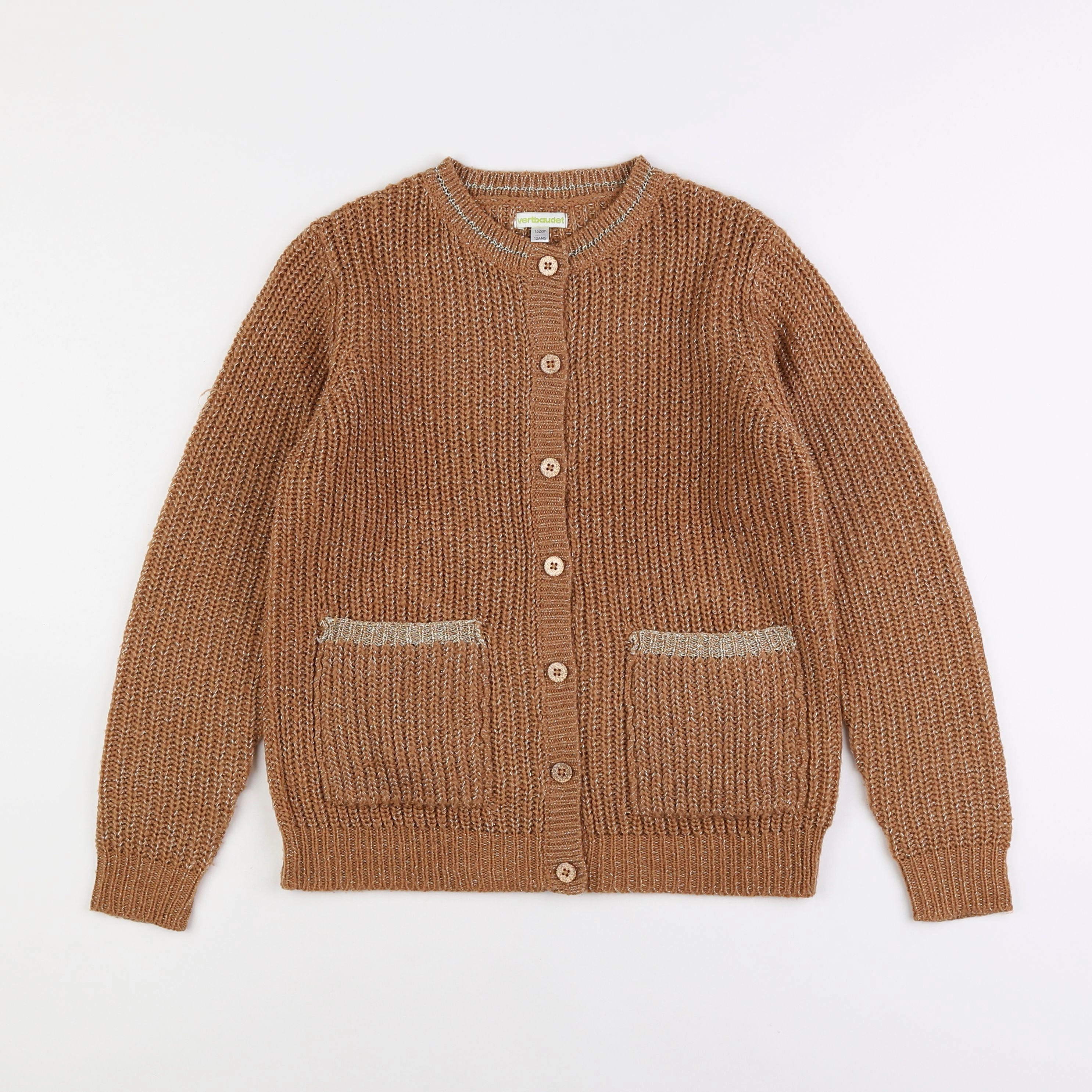 Vertbaudet - gilet marron, or - 12 ans