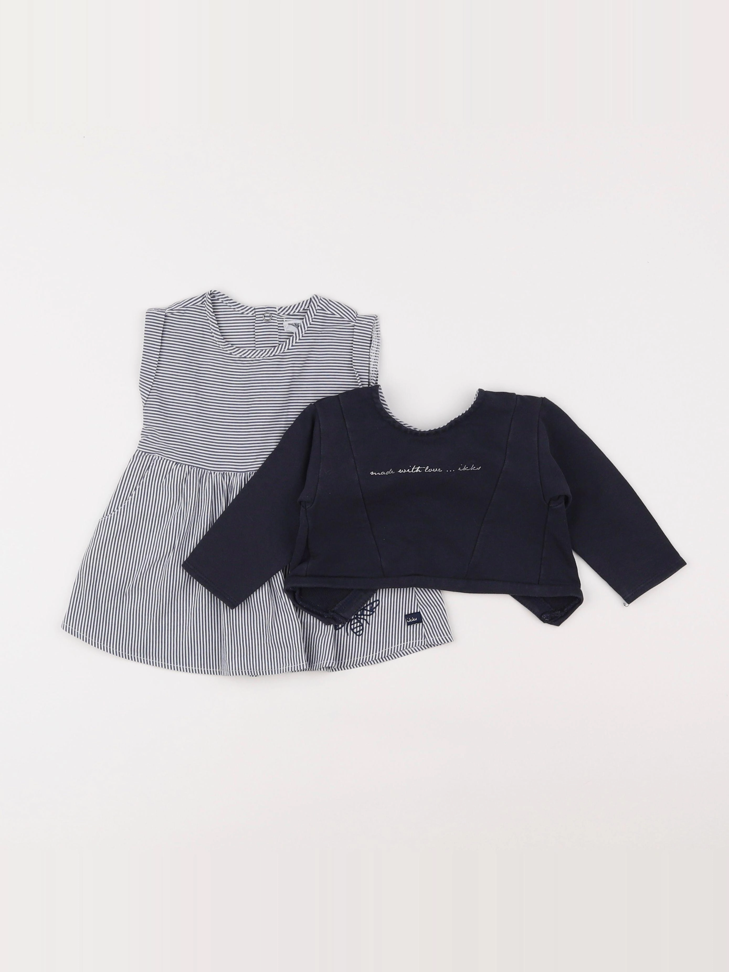 IKKS - sweat bleu - 6 mois
