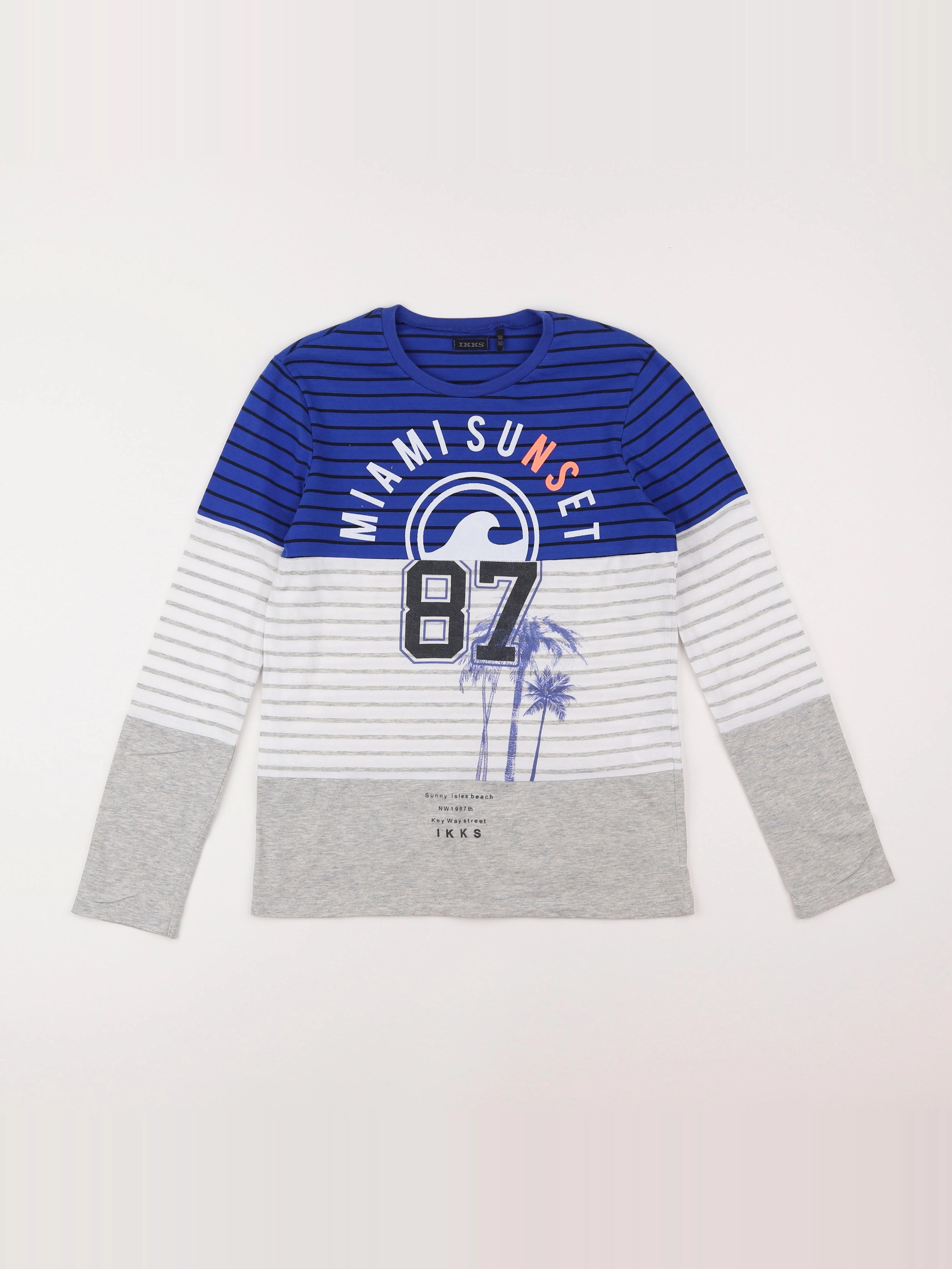 IKKS - tee-shirt bleu, gris - 10 ans
