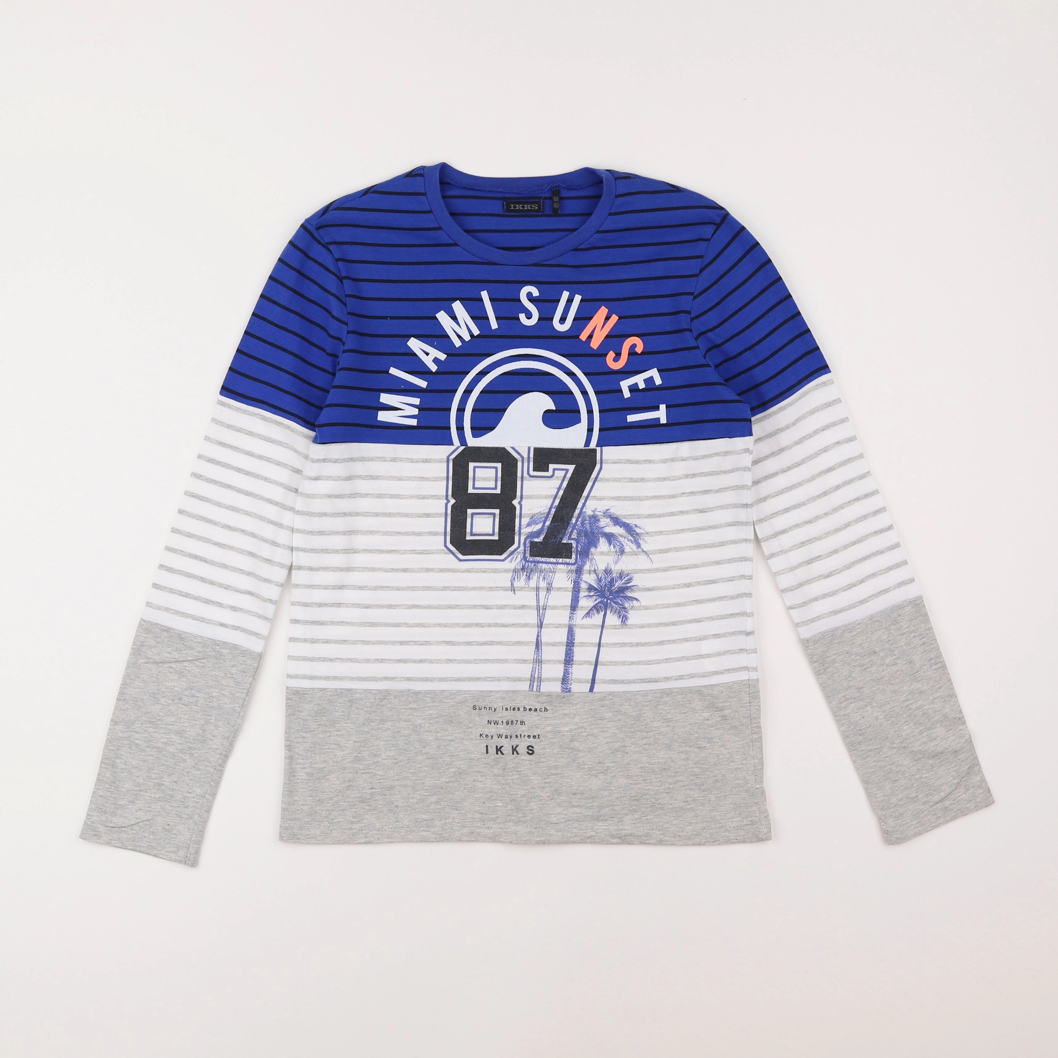 IKKS - tee-shirt bleu, gris - 10 ans