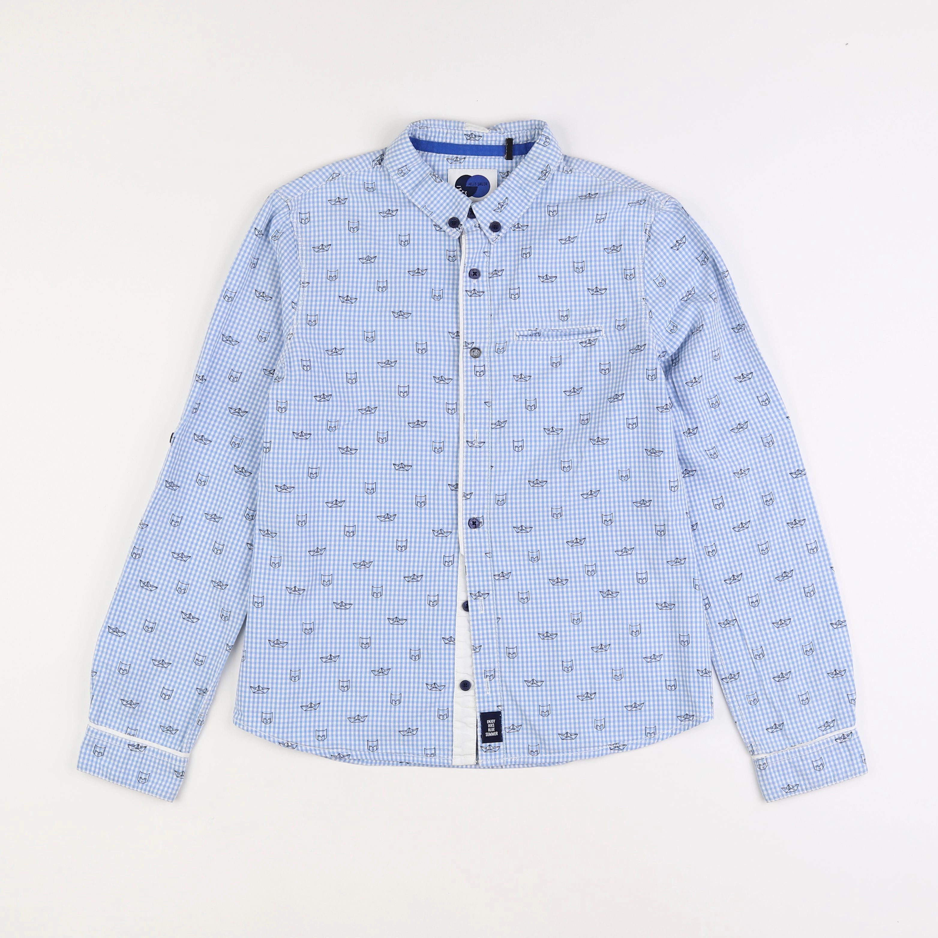IKKS - chemise bleu, blanc - 12 ans