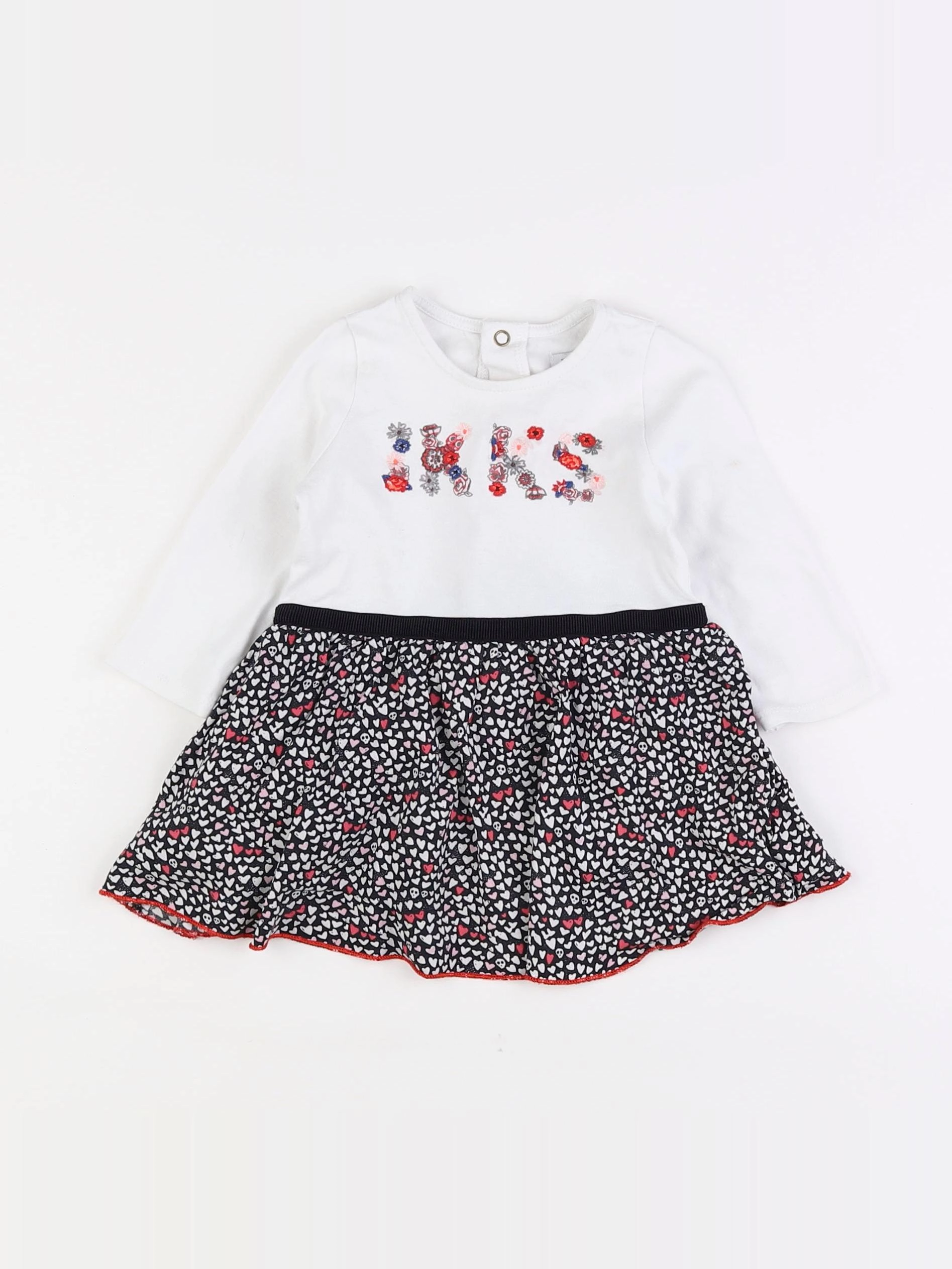 IKKS - robe blanc, bleu - 6 mois