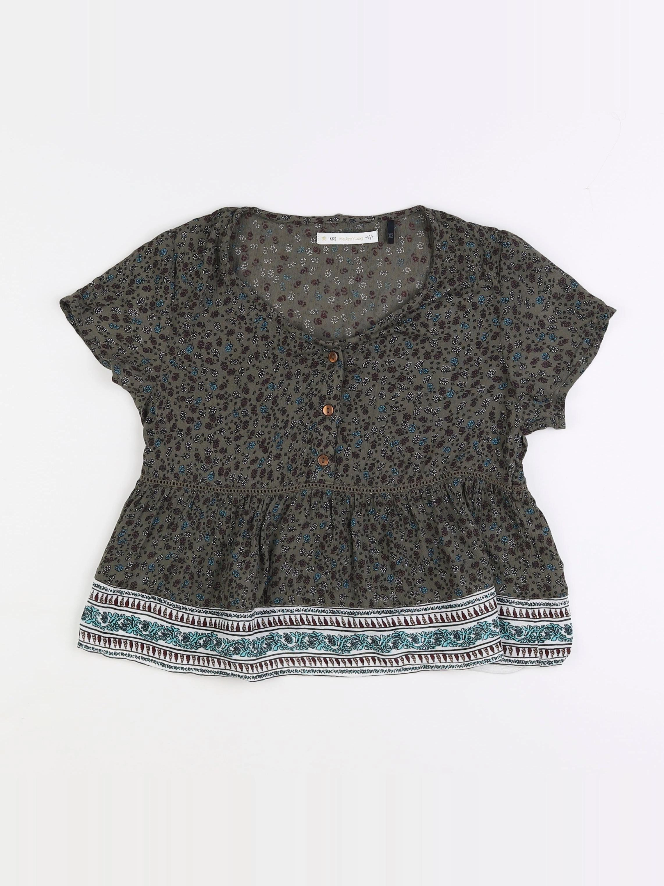 IKKS - blouse vert, marron - 10 ans