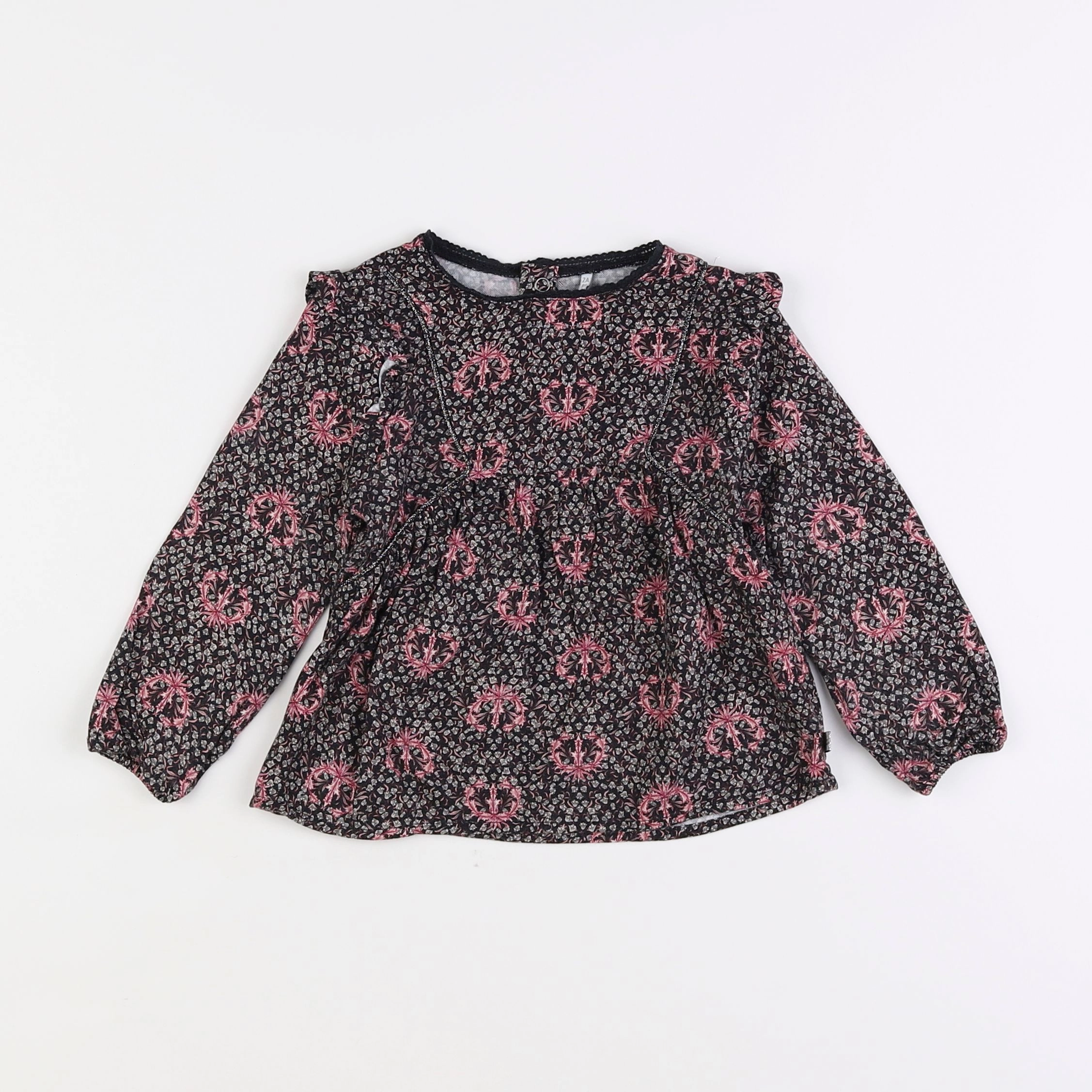IKKS - blouse noir, rose - 2 ans