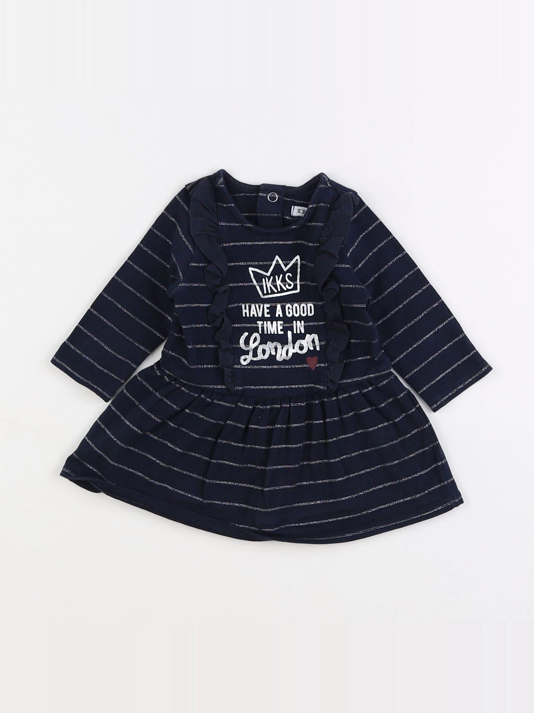 IKKS - robe bleu, argent - 3 mois