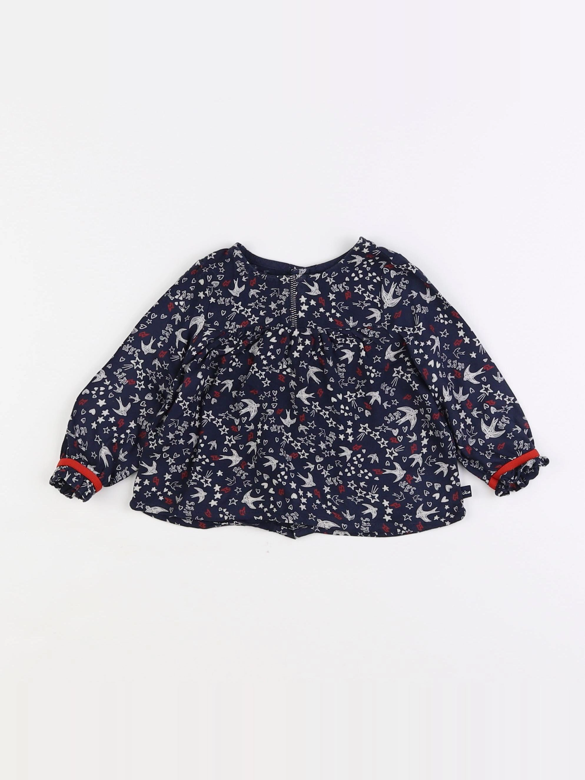 IKKS - blouse bleu, rouge - 6 mois