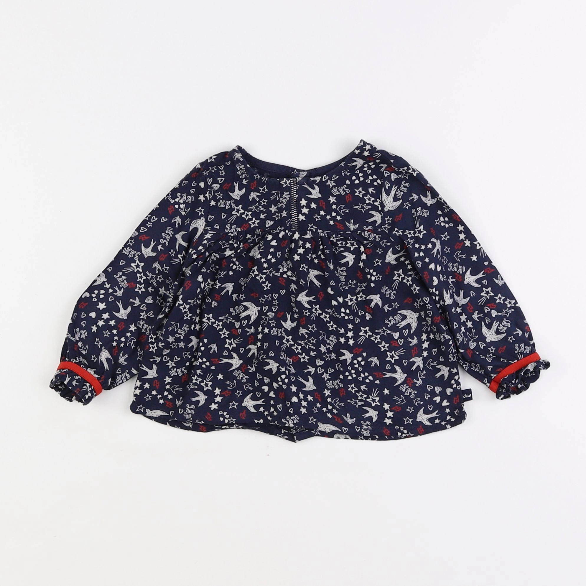 IKKS - blouse bleu, rouge - 6 mois