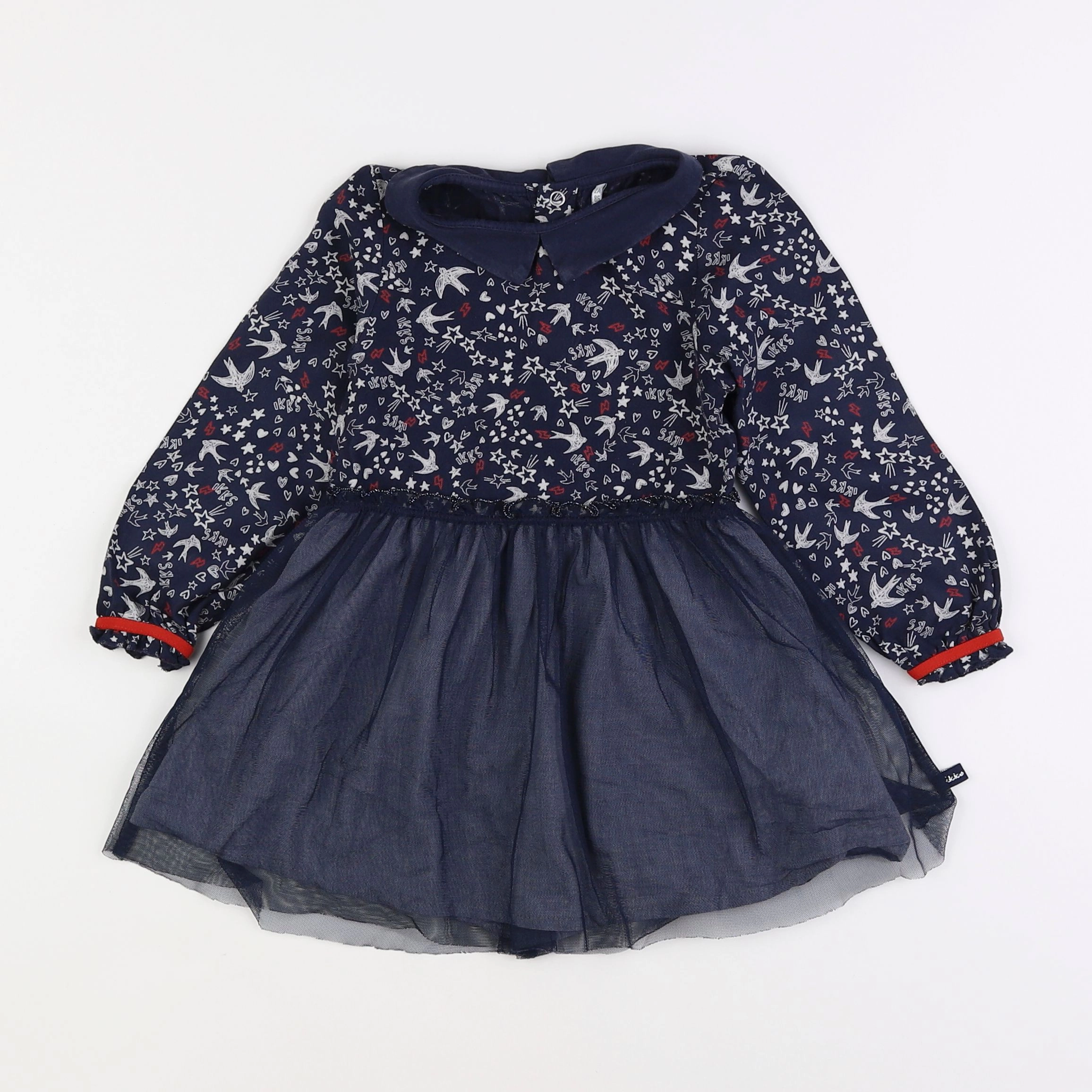 IKKS - robe bleu, rouge - 2 ans