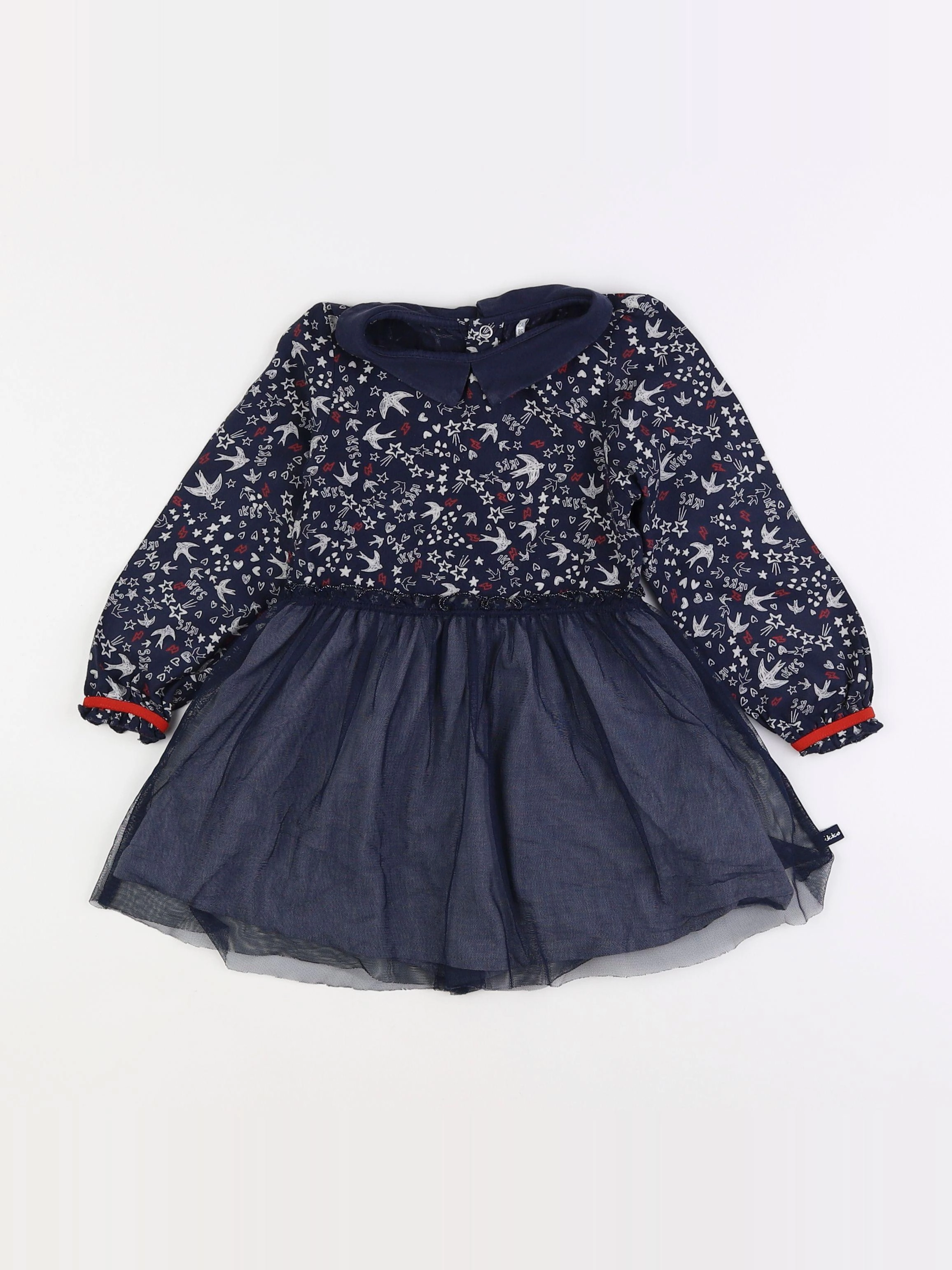 IKKS - robe bleu, rouge - 6 mois