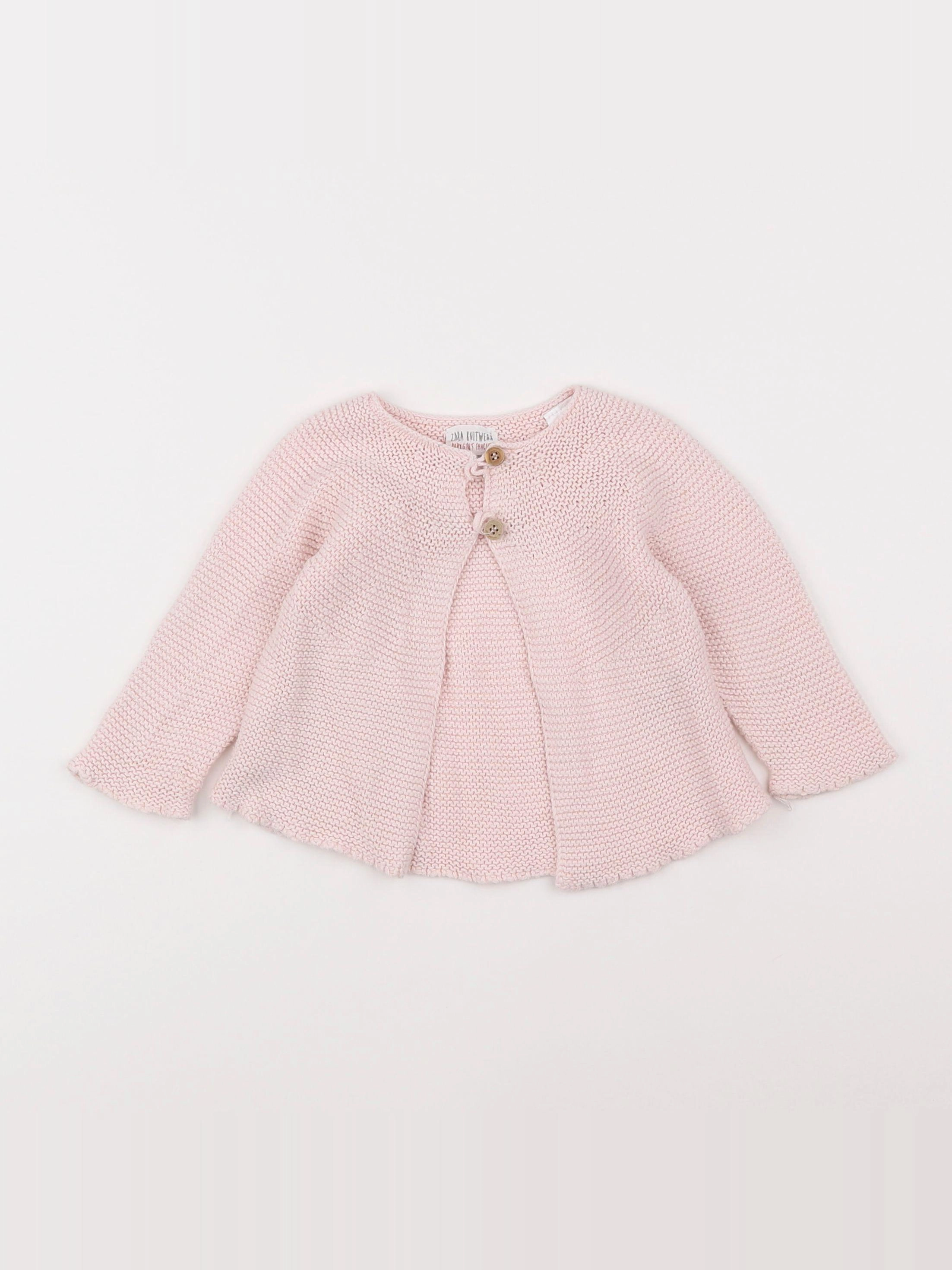 Zara - gilet rose - 6/9 mois
