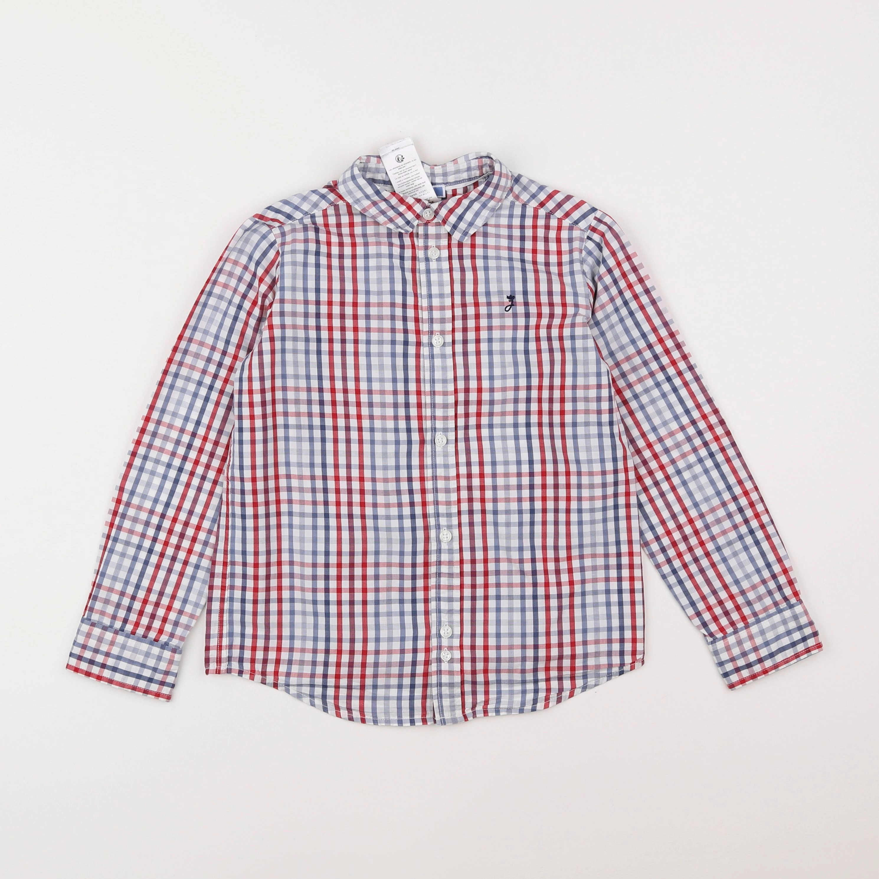 Jacadi - chemise blanc, bleu, rouge - 8 ans