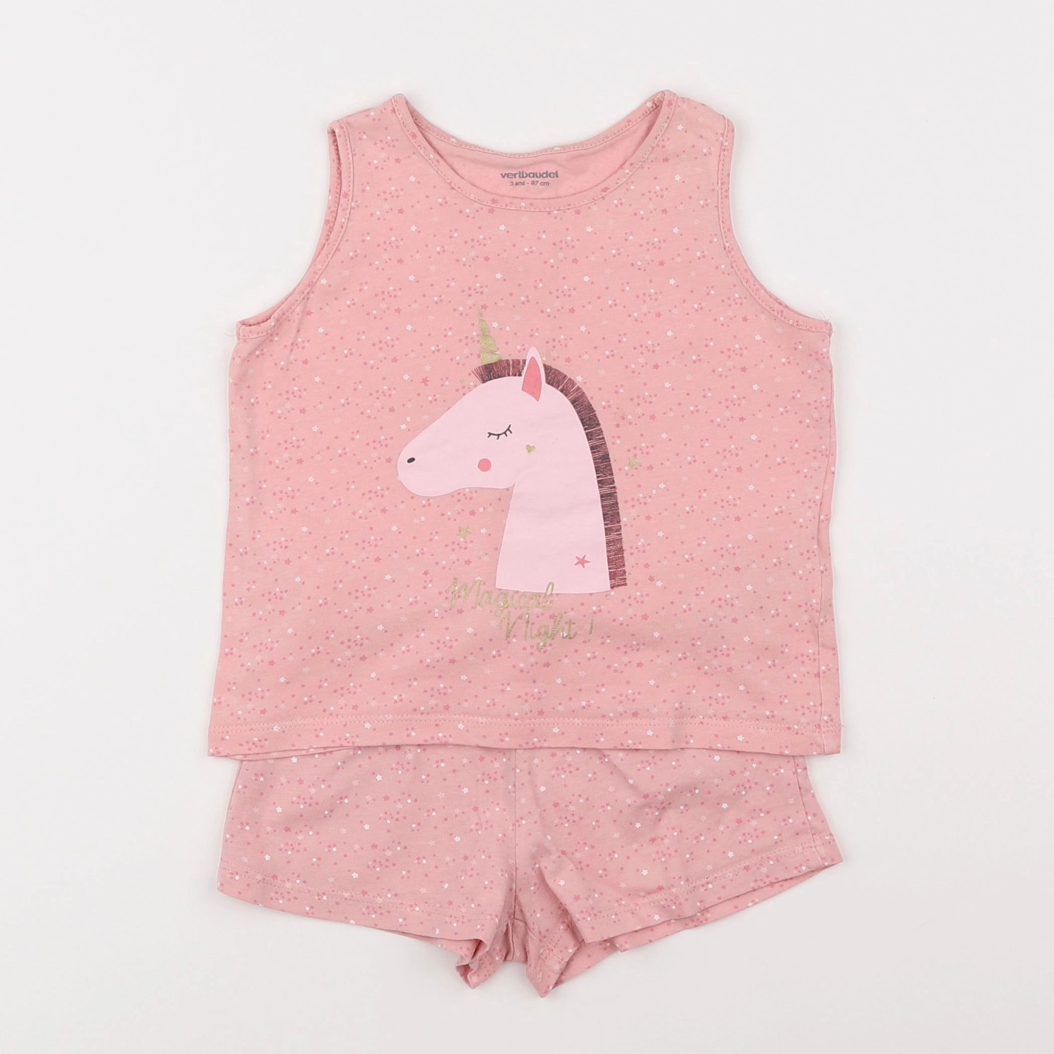 Vertbaudet - pyjama coton rose - 3 ans