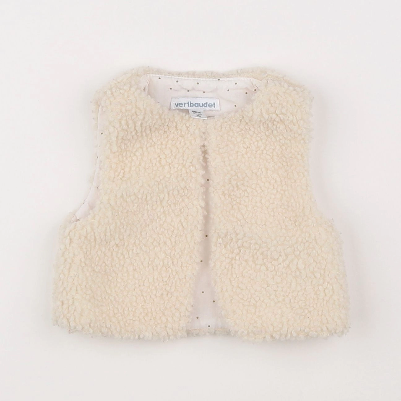 Vertbaudet - gilet coton beige - 3 mois