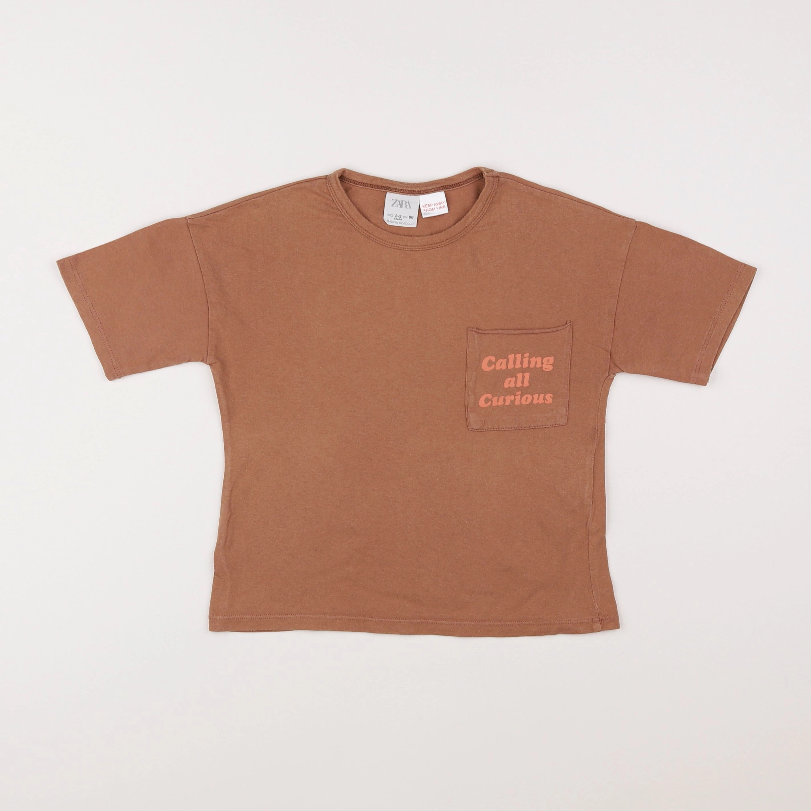 Zara - tee-shirt marron - 2/3 ans