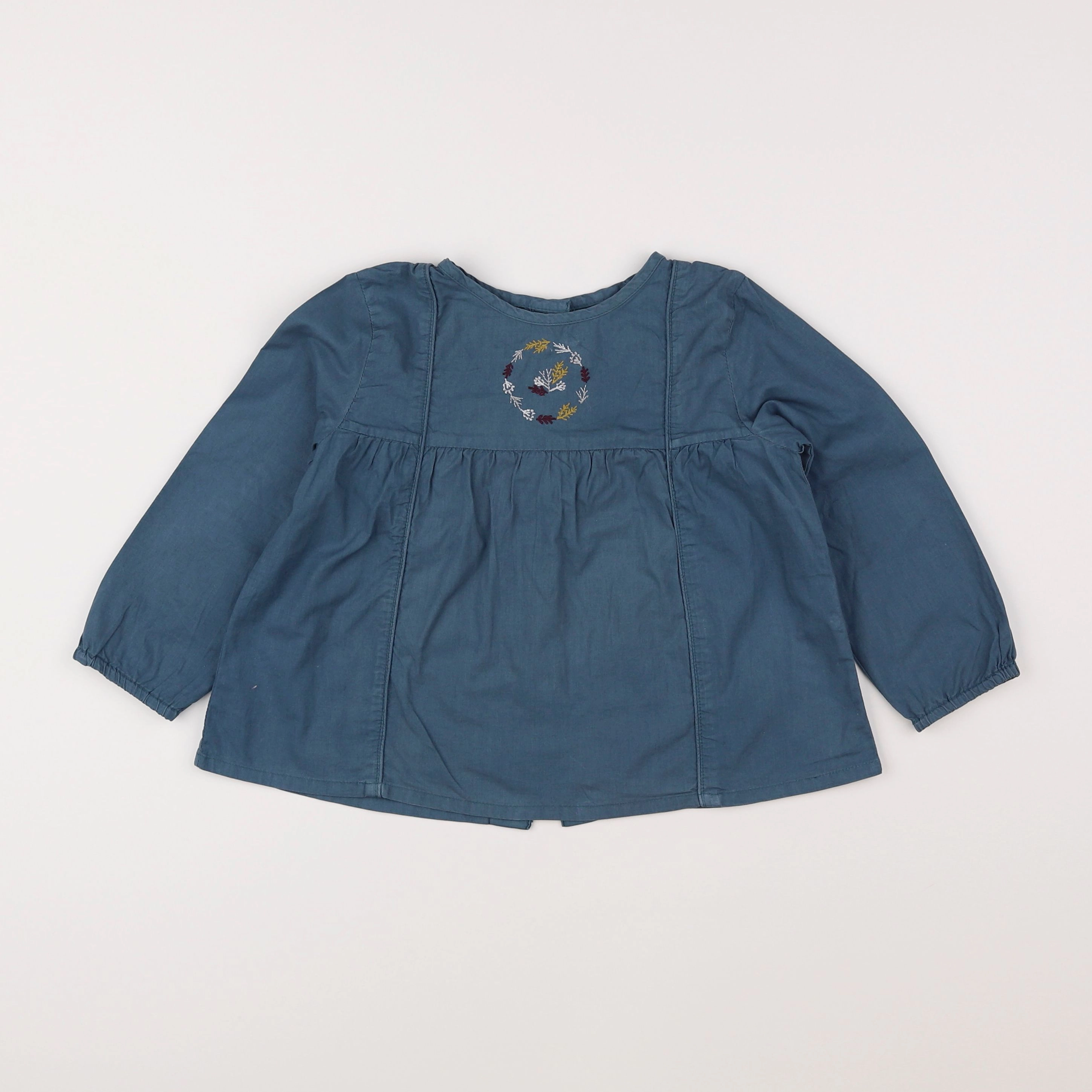 Bonnet à Pompon - blouse bleu - 3 ans