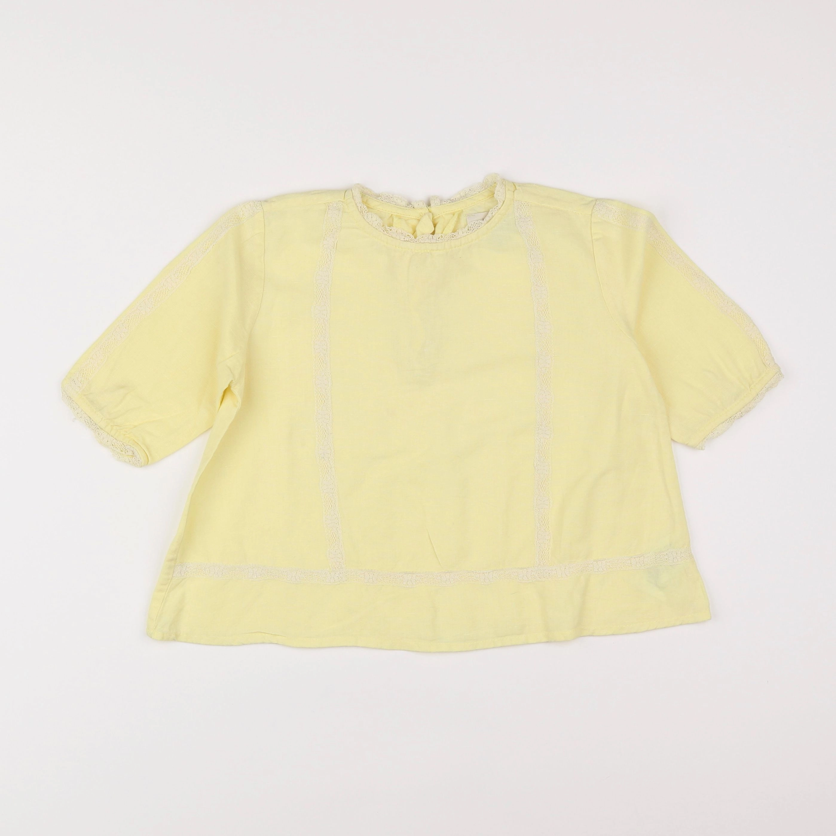 Bonnet à Pompon - blouse jaune - 4 ans