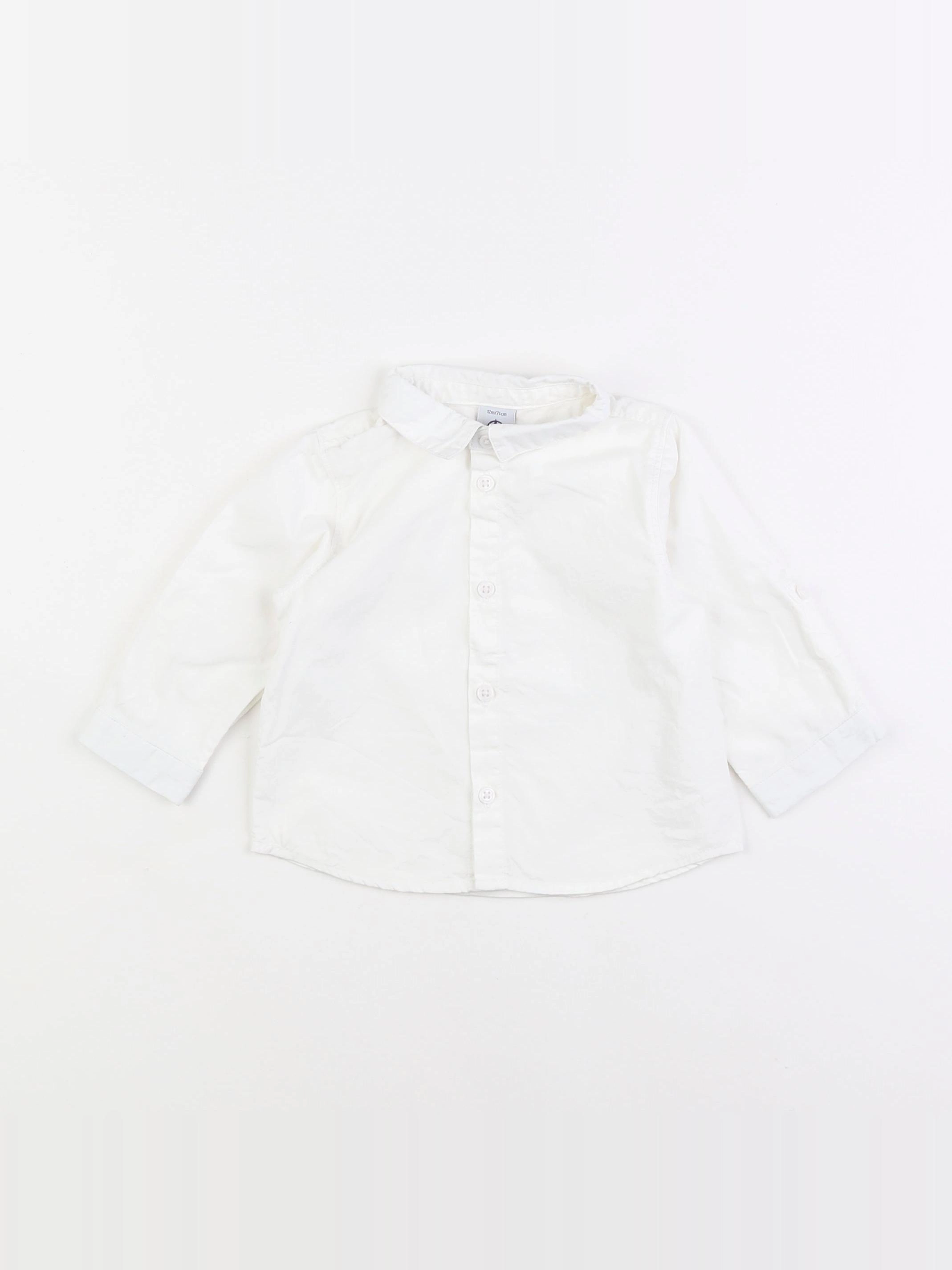 Petit Bateau - chemise blanc - 12 mois