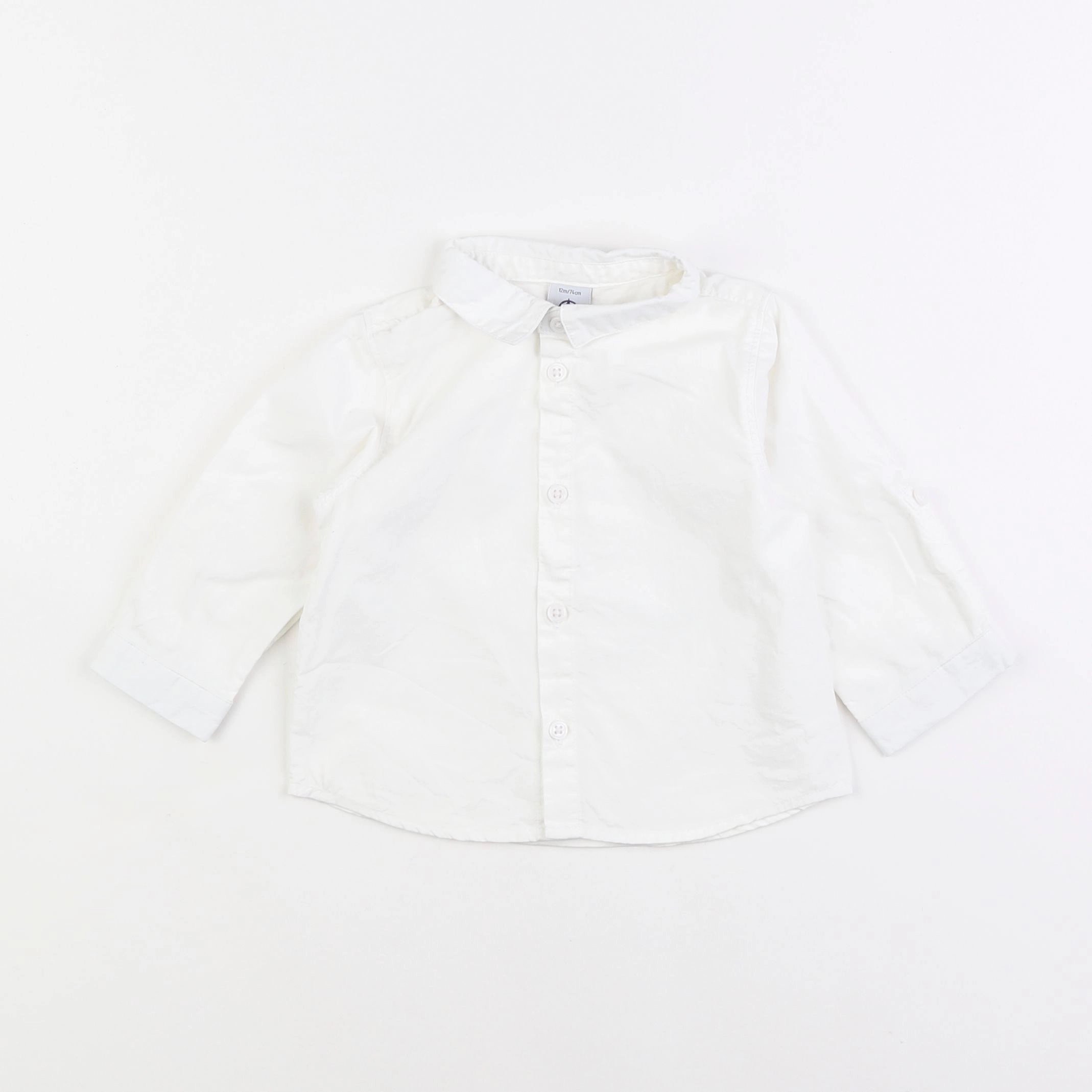 Petit Bateau - chemise blanc - 12 mois