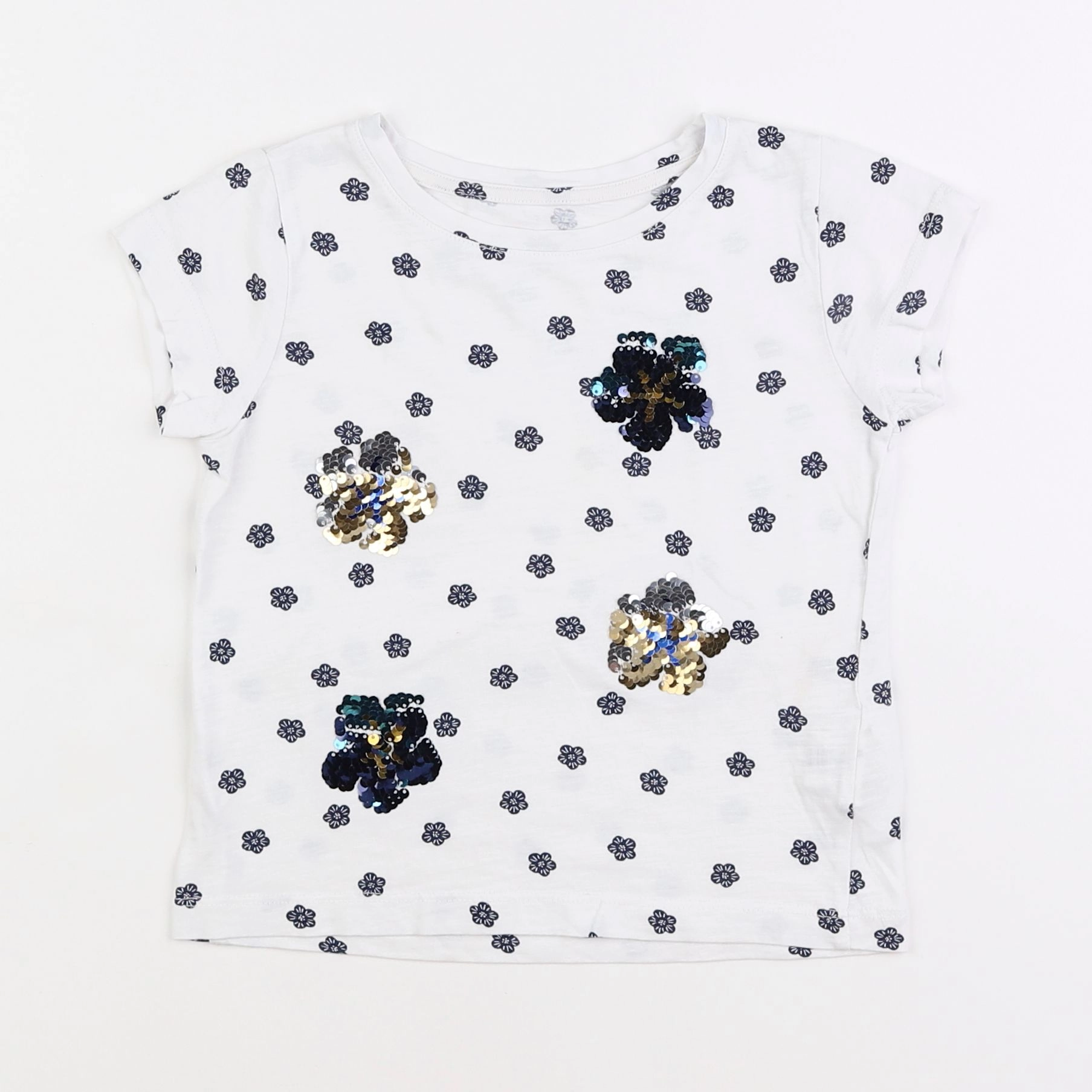 Monoprix - tee-shirt blanc, bleu - 4 ans