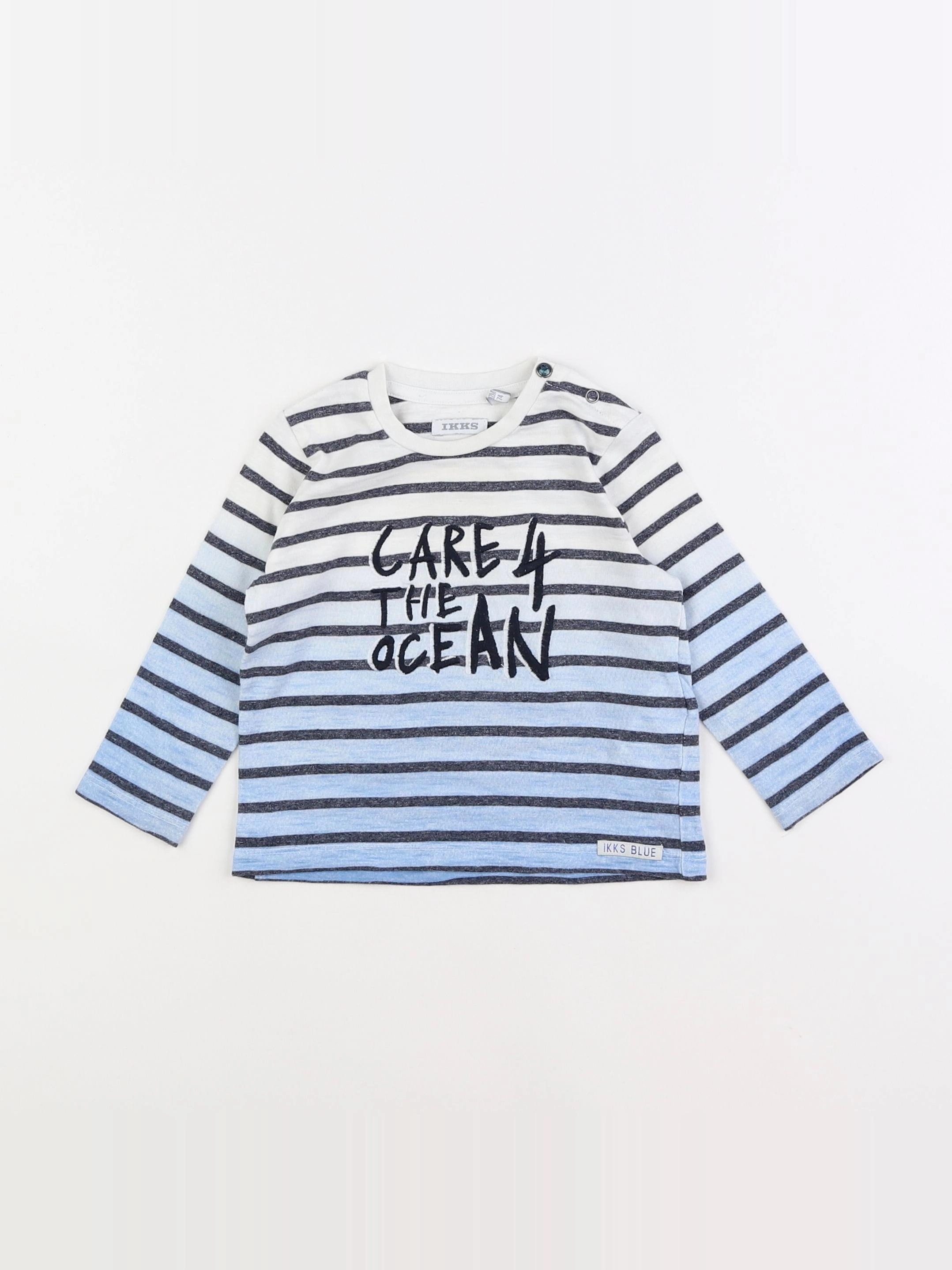 IKKS - tee-shirt blanc, bleu - 12 mois