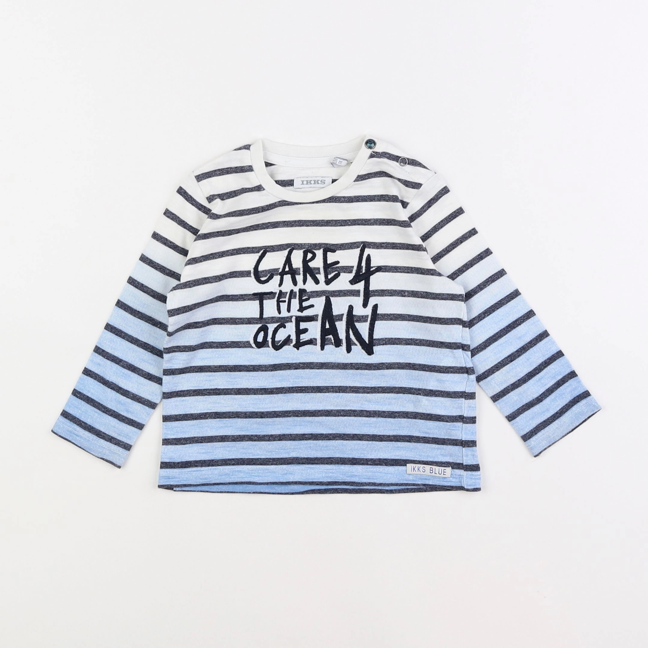 IKKS - tee-shirt blanc, bleu - 12 mois