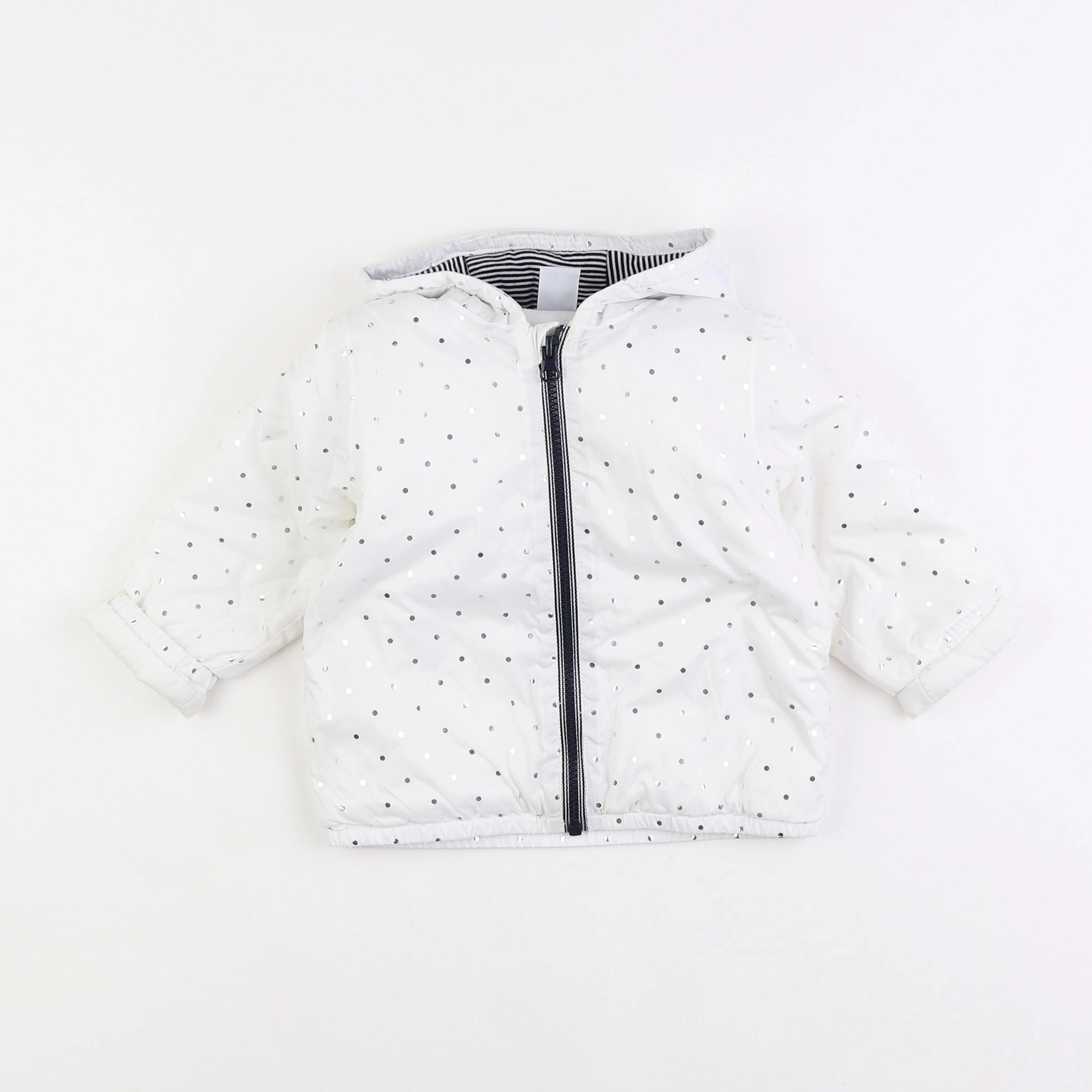 Petit Bateau - doudoune blanc, argent - 18 mois