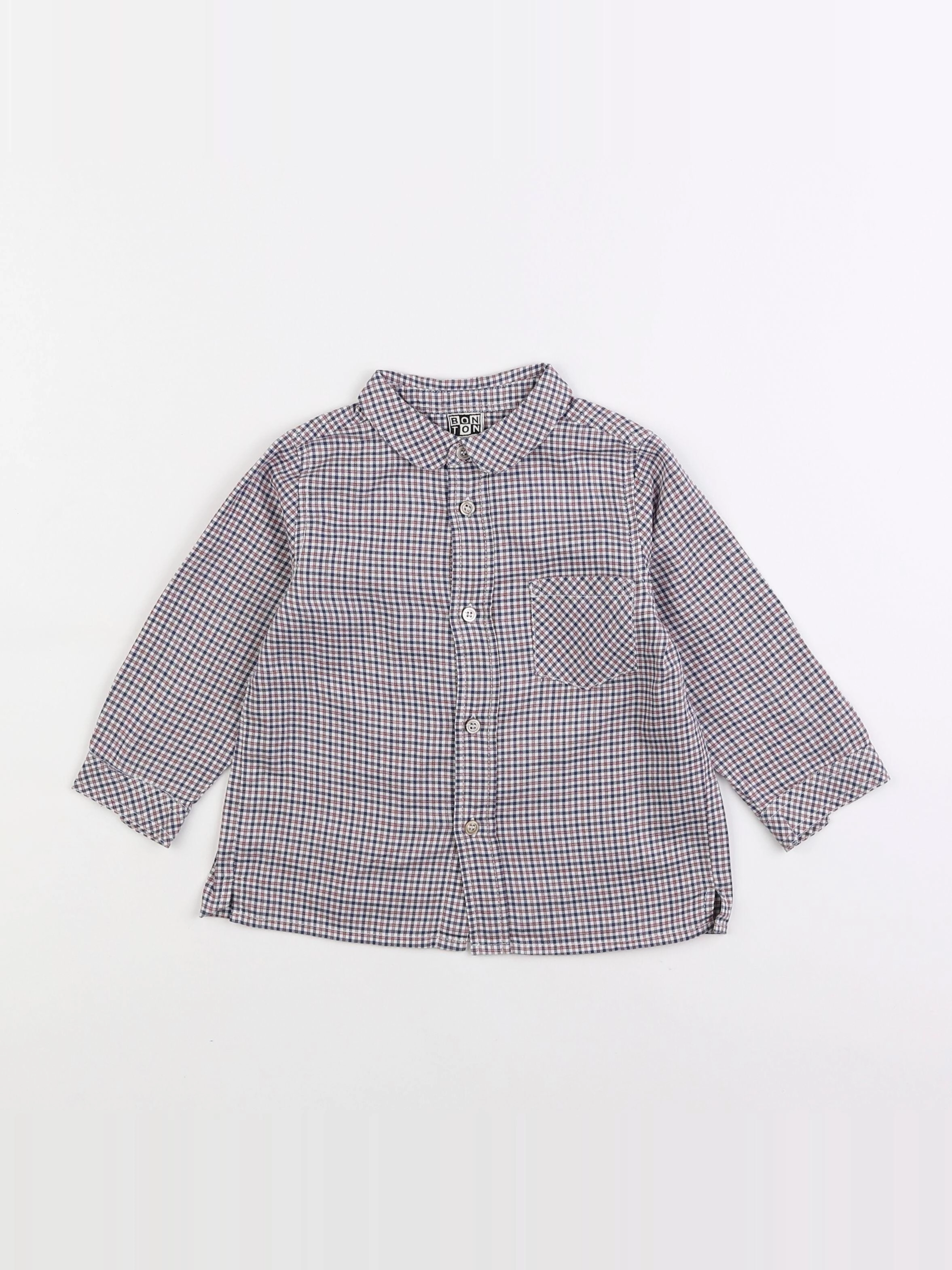 Bonton - chemise bleu, rouge - 2 ans